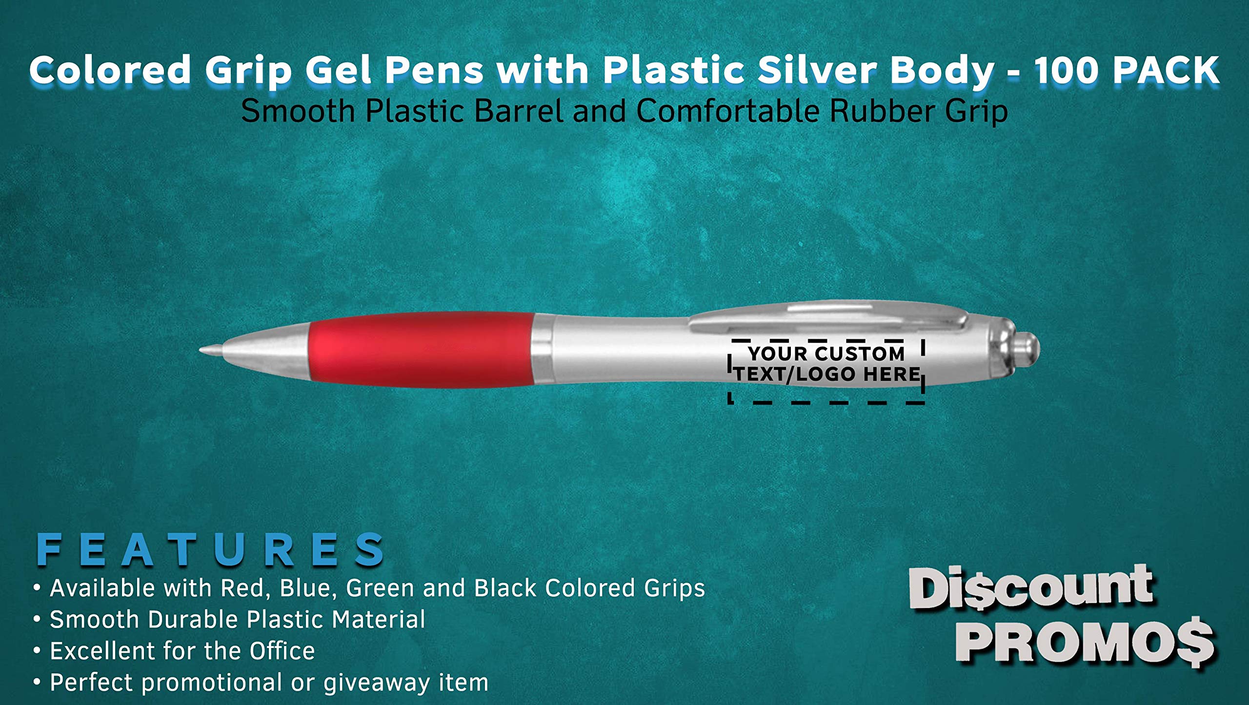 100-Pack Custom Colored Gel Pens with Comfort Grip - Bulk Personalized Pens for Office, School & Business - Perfect for Tradeshows, Events & Promotional Giveaways - Red
