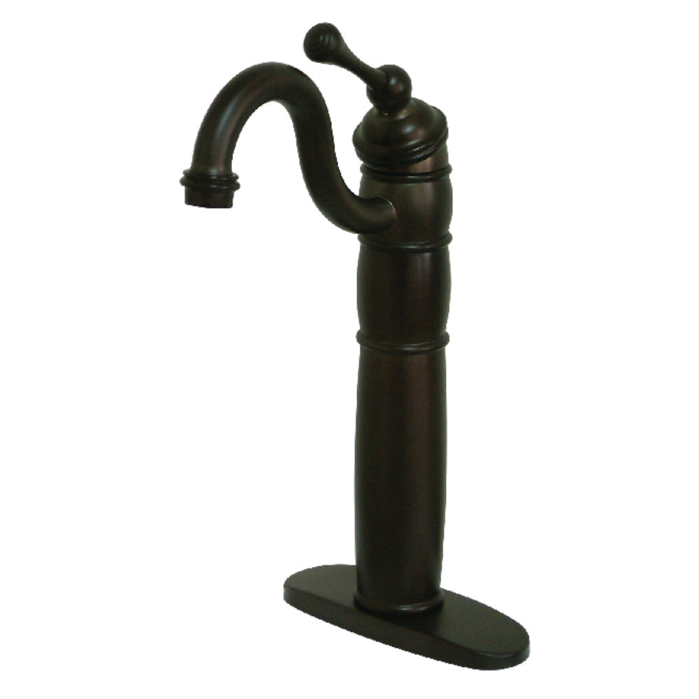 Kingston Brass KB1421BL Modern Vessel Sink Faucet - Single Hole Bathroom Sink Faucet with High Arc Spout for Vanity, Powder Room & Guest Bathroom