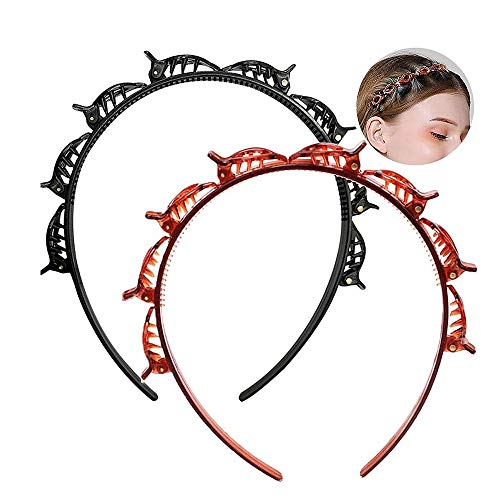 Double Layer Twist Plait Headband for Women & Girls - Black & Brown Hair Clips (Pack of 2) | Perfect for Braids, Ponytails & Everyday Hairstyles