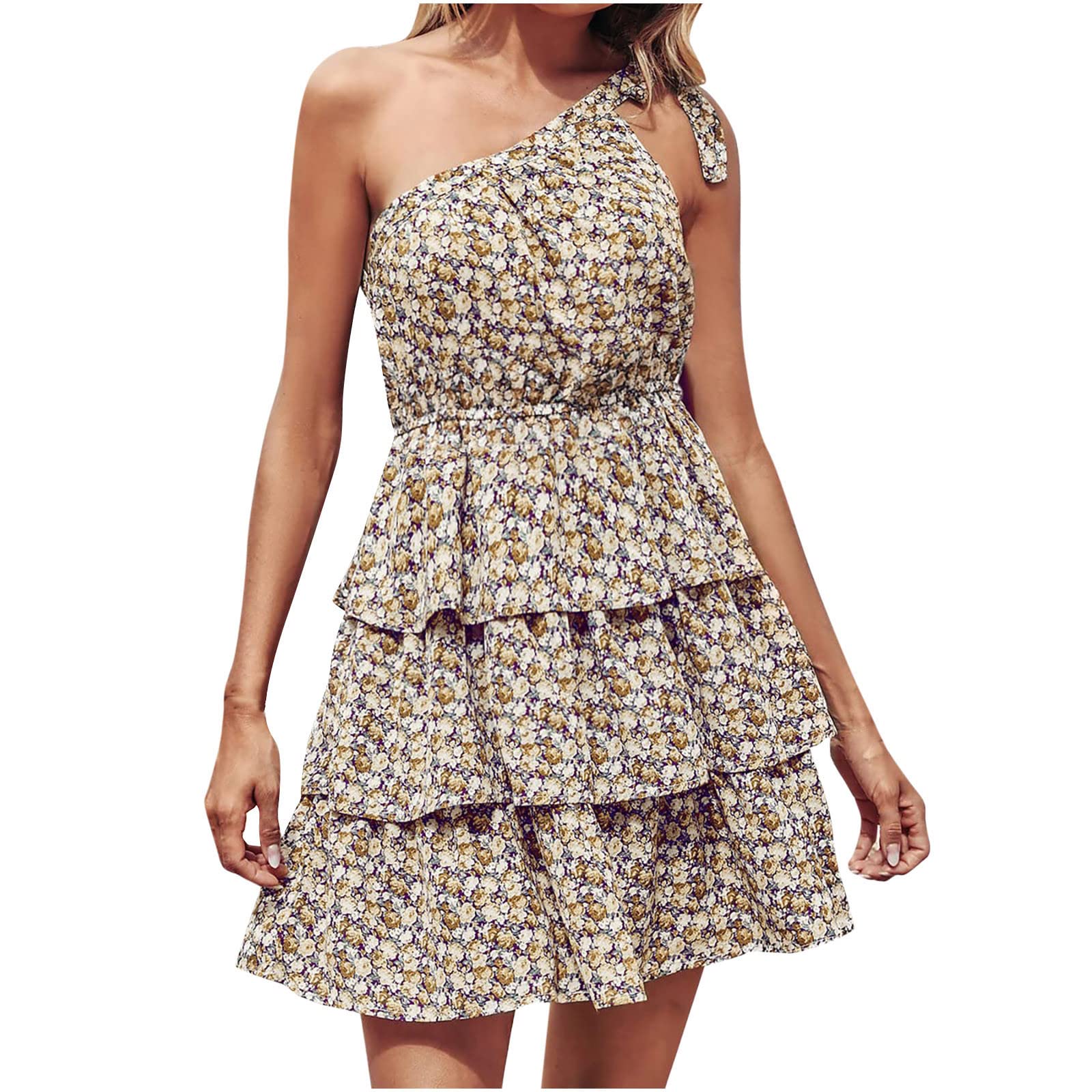 Elegant Floral Sun Dresses for Women - Bohemian Swing Midi Dress with Cute Ditsy Print - Perfect for Wedding Guest, Beach Vacation & Summer Outfits