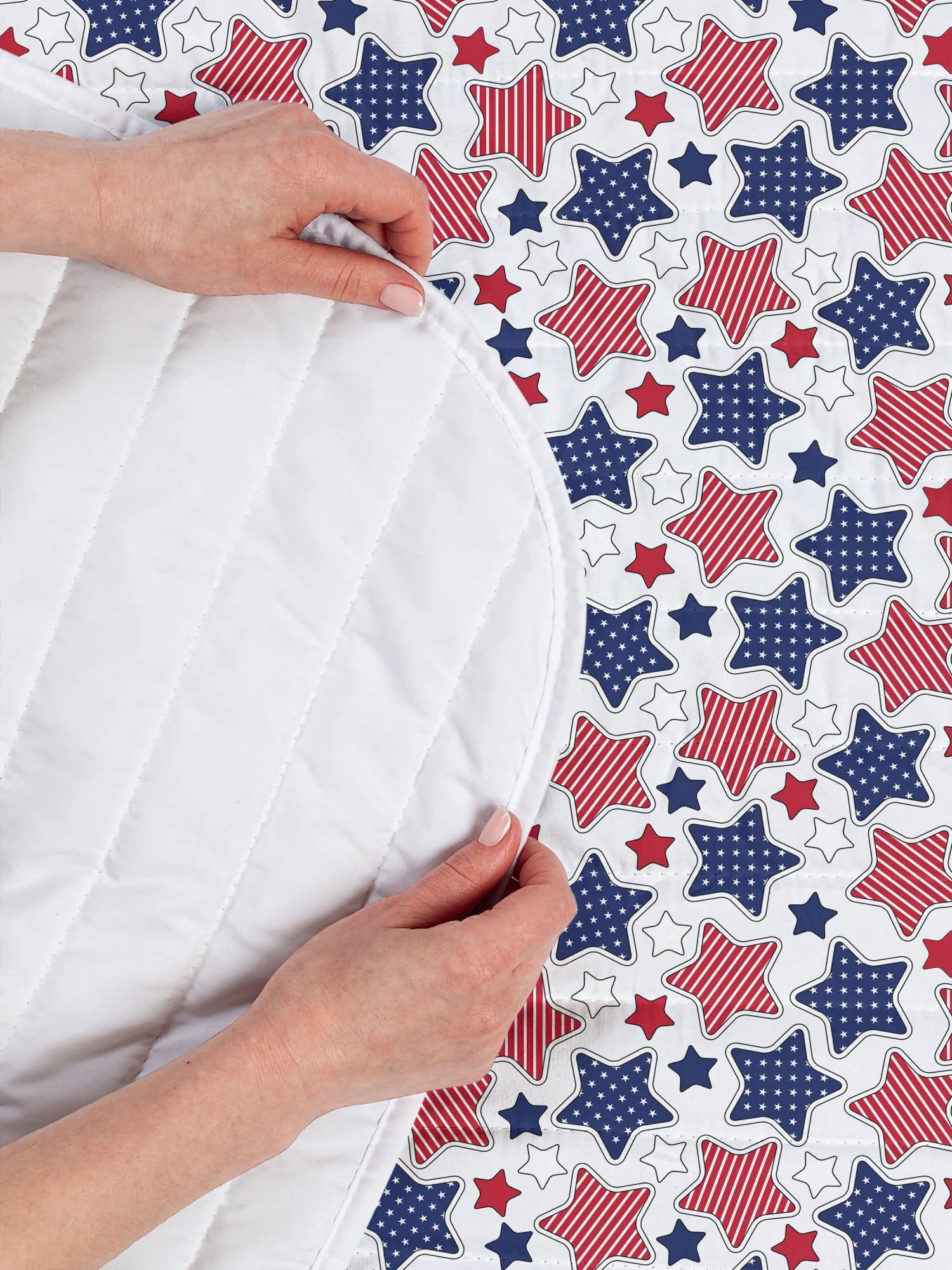 Ambesonne USA Microfiber Bedspread Set - Patriotic Big Star American Flag Design with Inner Lines, Soft Twin Size Bedding Includes Comforter & Pillow Sham in Indigo Red White | Perfect for 4th of July Decor, Memorial Day Bedroom Makeover & Patriotic Home Styling
