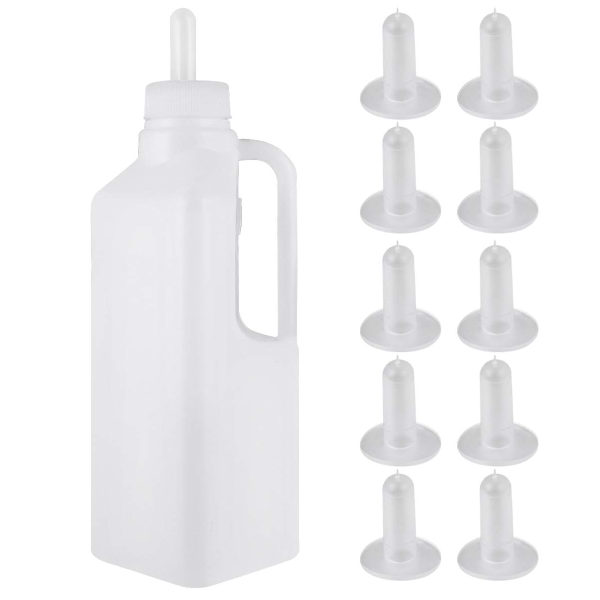 Happyyami 11pcs Large Capacity 850ml Silicone Milk Feeder Bottle for Puppies, Lambs, Calves, Goats & Horses - Durable Nursing Nipples & Milk Replacer Bucket - Ideal for Pet Feeding, Livestock Care & Farm Use