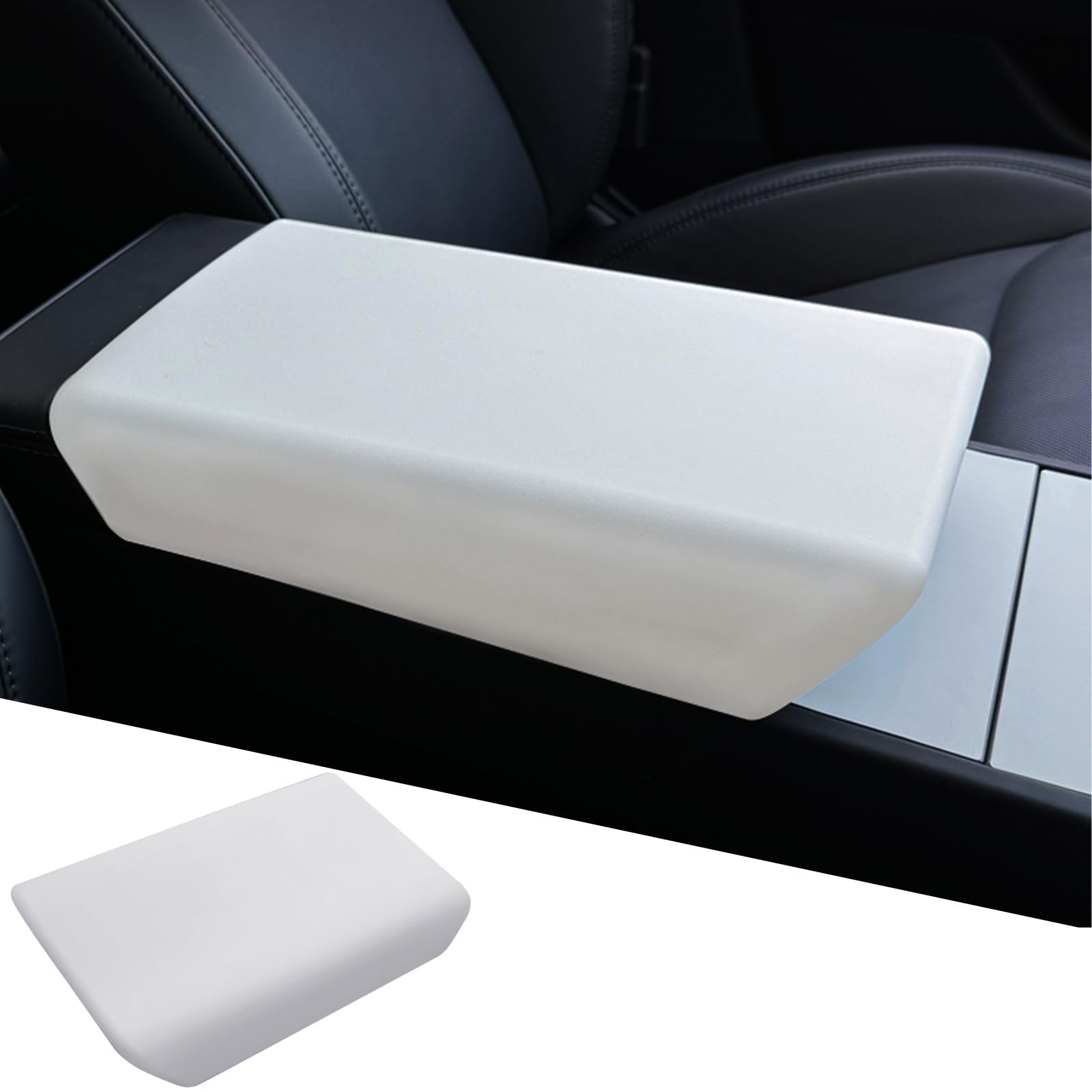 2024-2025 Tesla Model 3/Y Center Console Cover - Non-Slip Armrest Protector | Premium Interior Accessories for Enhanced Comfort & Protection (White) | Perfect for Daily Commuting & Road Trips