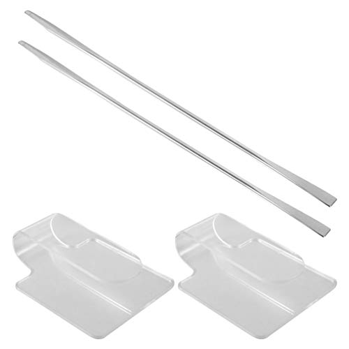 Beaupretty 4pcs Clear Acrylic Makeup Mixing Tray & Stick Set - Foundation, Eyeshadow, Cream, Powder Blending Palette for Nail Art & Professional Makeup Application - Perfect for Salon, Home Use & Travel Makeup Kit