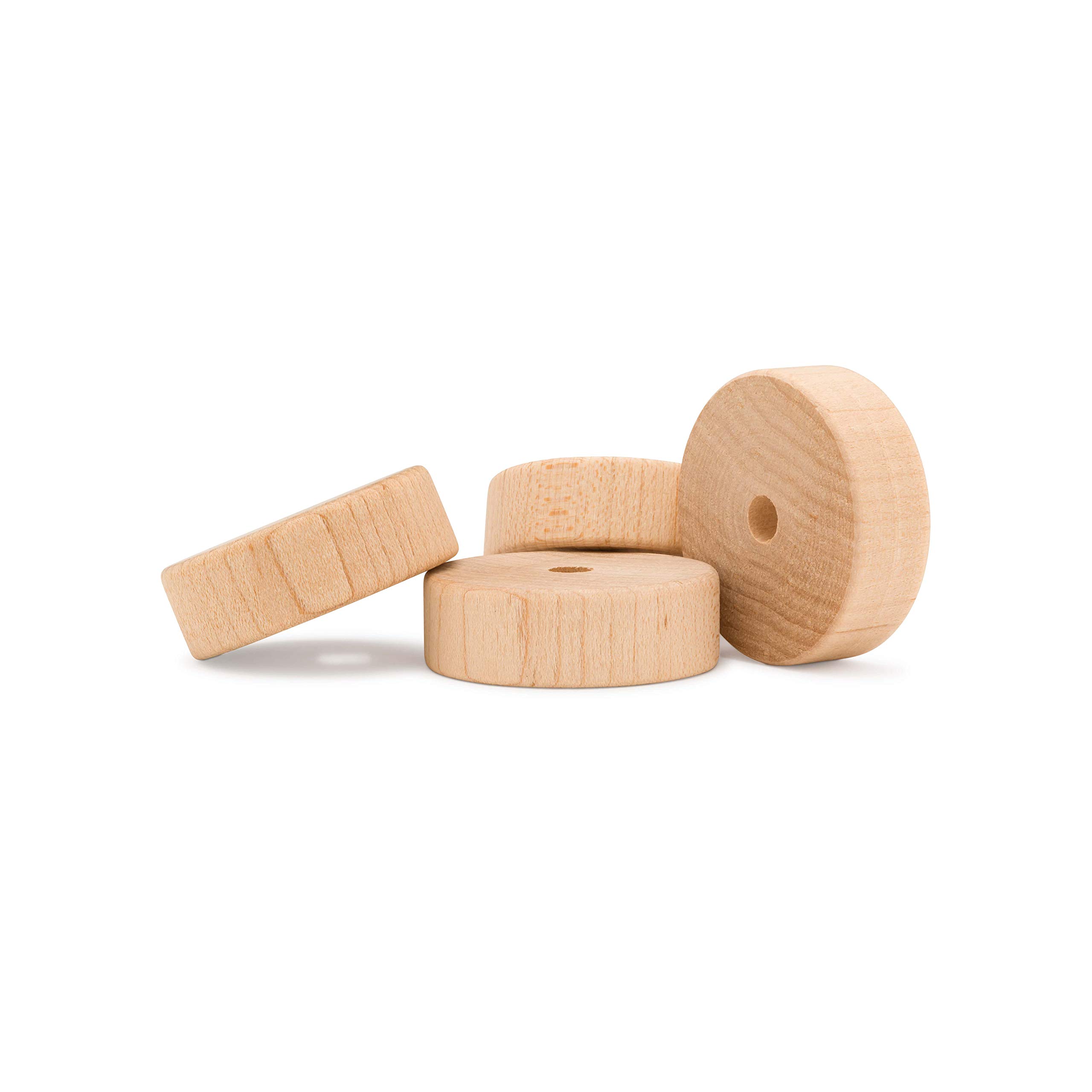 2-Inch Diameter Slab Wooden Wheels for Crafts & DIY Projects - 3/8-Inch Hole, 7/16-Inch Thick - Pack of 500 Mini Wood Wheels for Model Making, Woodworking, Train Sets & Toy Cars - Natural Unfinished Wood by Woodpeckers