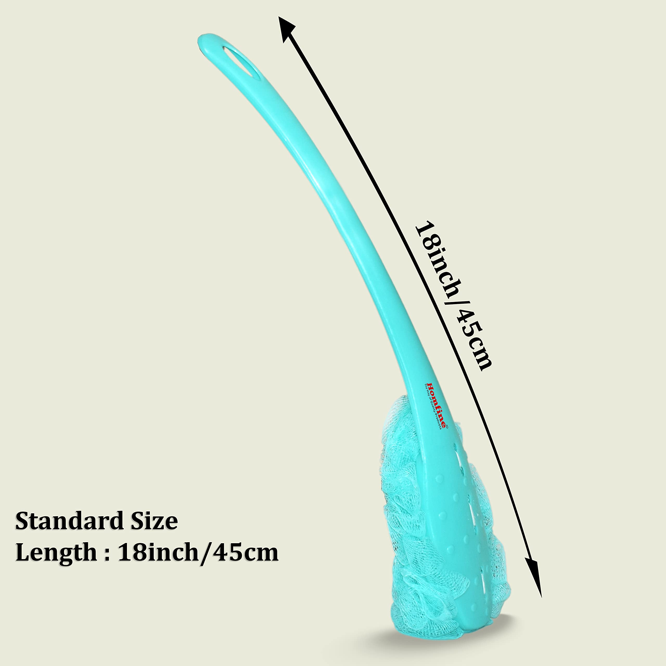 Homfine Long Handle Bath Loofah Sponge Brush - Exfoliating Back Scrubber for Shower, Massage & Deep Cleaning (Aqua Green) - Perfect for Hard-to-Reach Areas & Relaxing Spa Experience