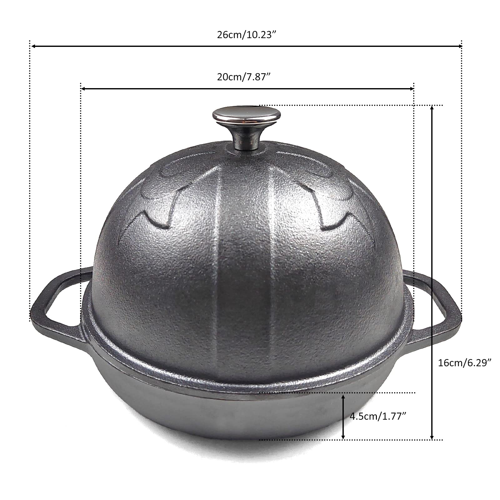 HAWOK 7.8 Inch (20cm) Pre-Seasoned Cast Iron Bread Cloche - Dutch Oven for Sourdough, Artisan Bread Baking | Perfect for Home Bakers & Professional Kitchens