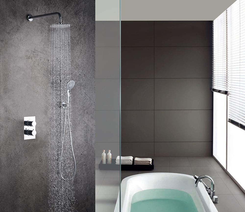 Oxen 153684 Thermostatic Shower Valve - Recessed Wall Outlet with Gloss Chrome Finish for Bathroom & Spa | Perfect for Modern Home Renovation & Luxury Shower Experience