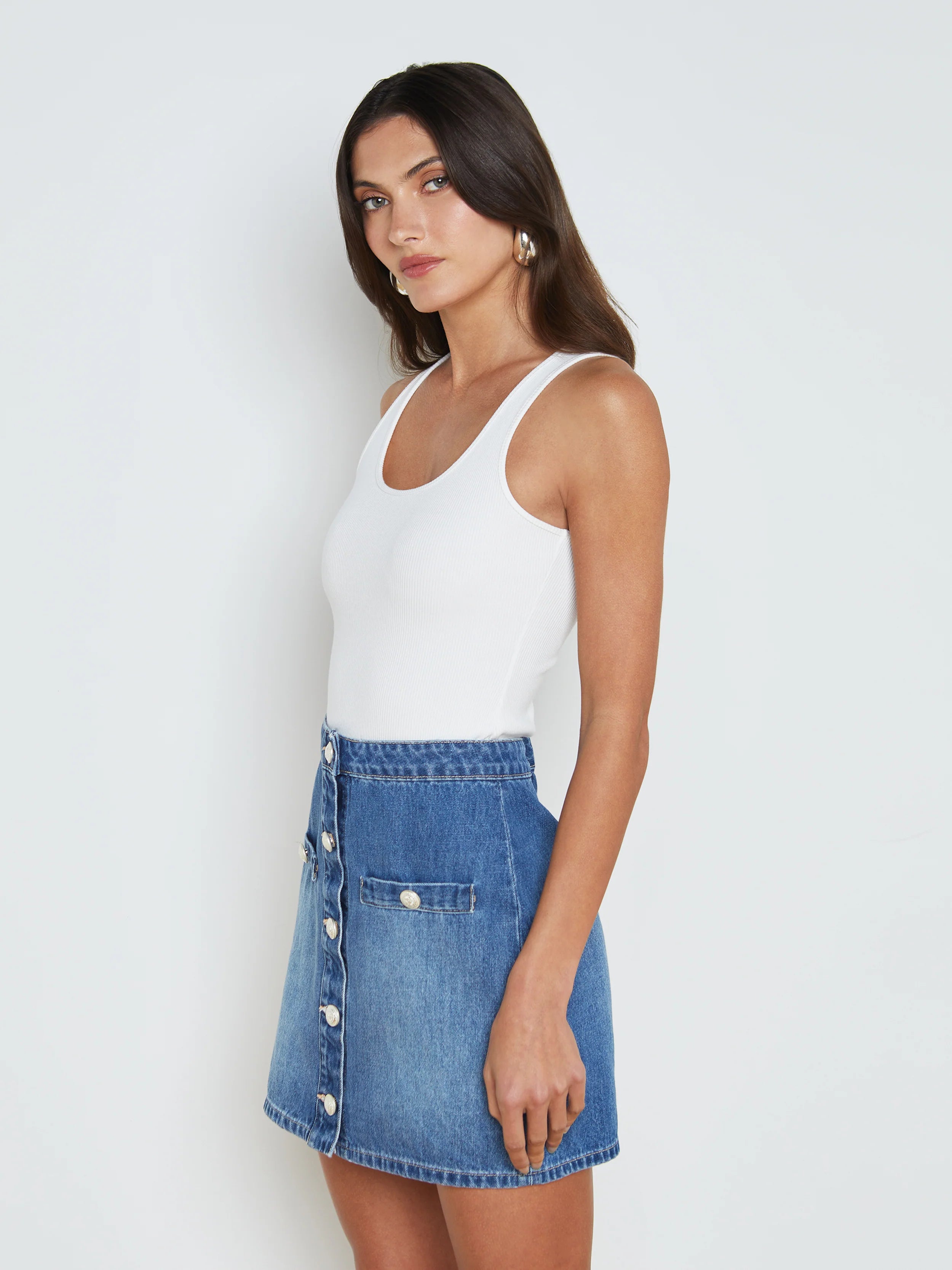 Adira Scoop Neck Tank Top for Women - Soft Stretchy White Camisole | Casual Wear, Layering, Summer Outfits