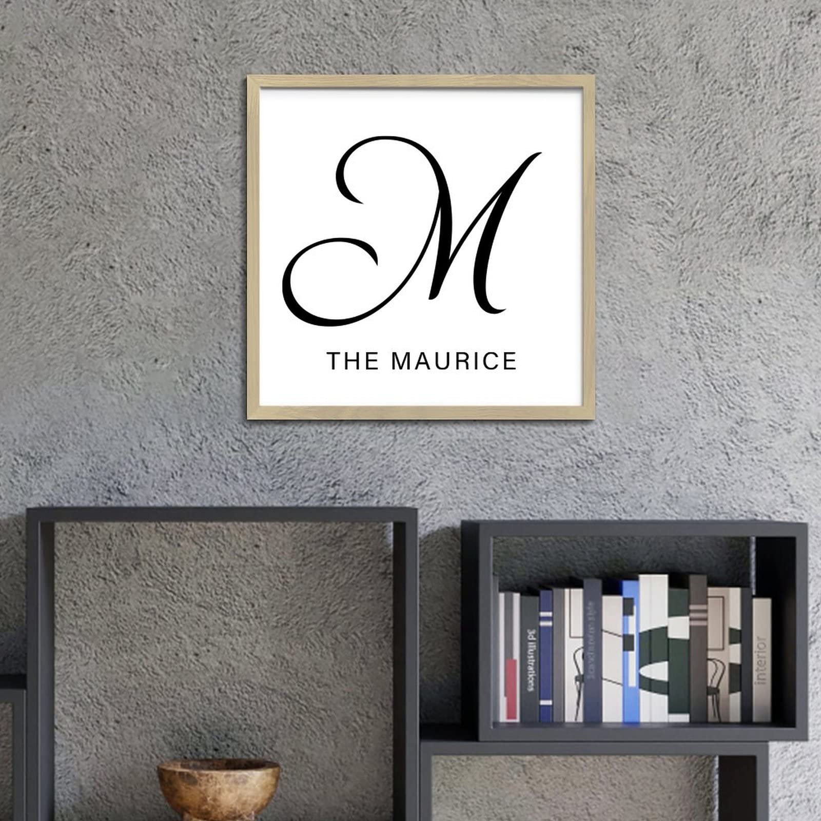 Personalized Letter M Rustic Wooden Wall Sign - Custom Monogram Initial, Modern Farmhouse Decor for Living Room & Bedroom - 12x12 Inch Rustic Wood Frame - Perfect Above Bed Decor & Wedding Gift Idea