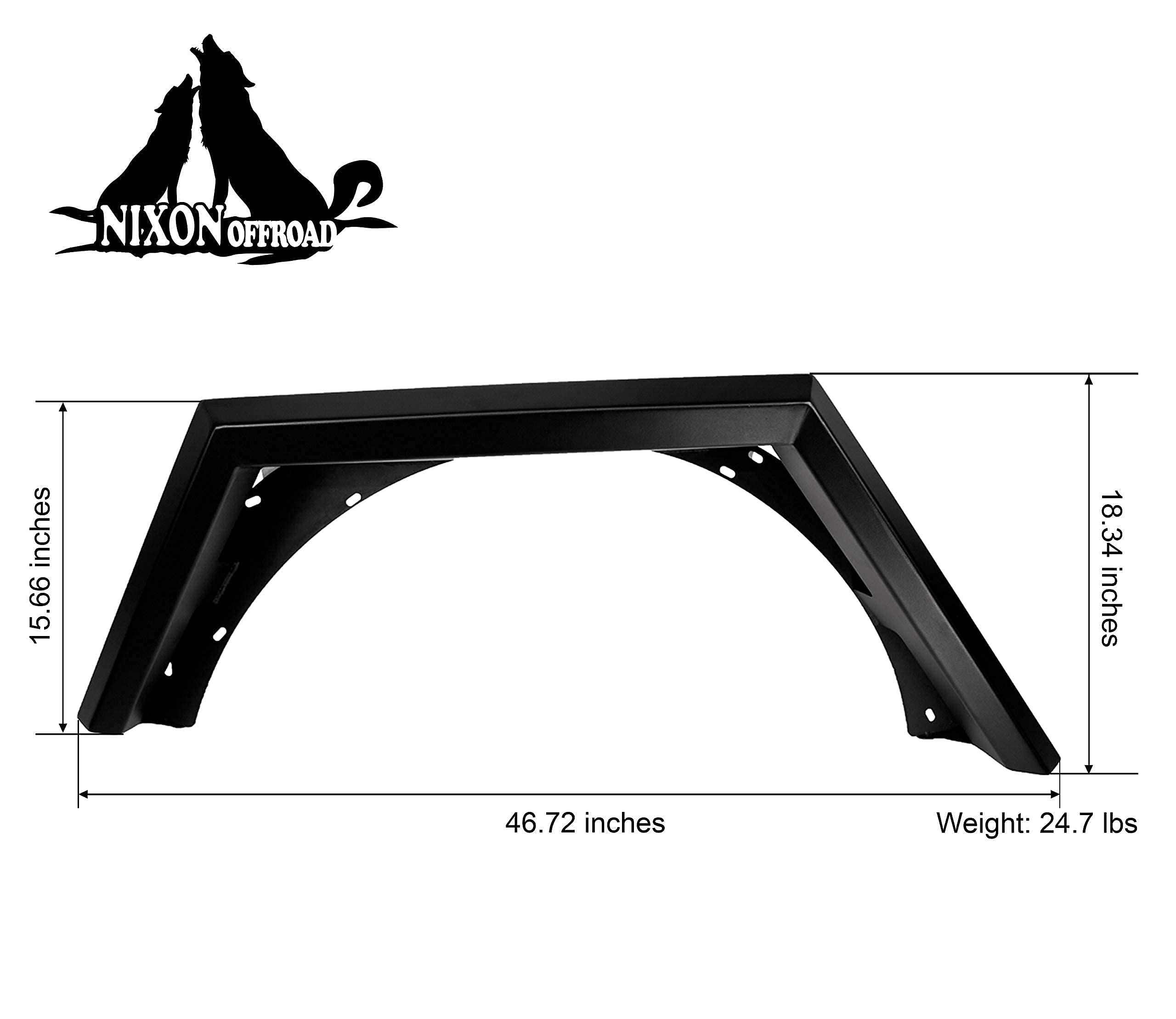NIXON OFFROAD Rear Fender Flares for Jeep Wrangler JL (2018-2025) - Heavy Duty Black Matte Finish, Perfect for Off-Roading & Adventure Enthusiasts