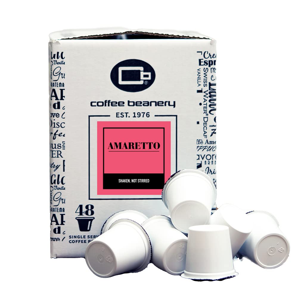 Coffee Beanery Amaretto Coffee Pods - 48 Count Bulk Medium Roast Arabica Coffee Capsules for Keurig Brewers | Perfect for Home, Office & Breakfast Use