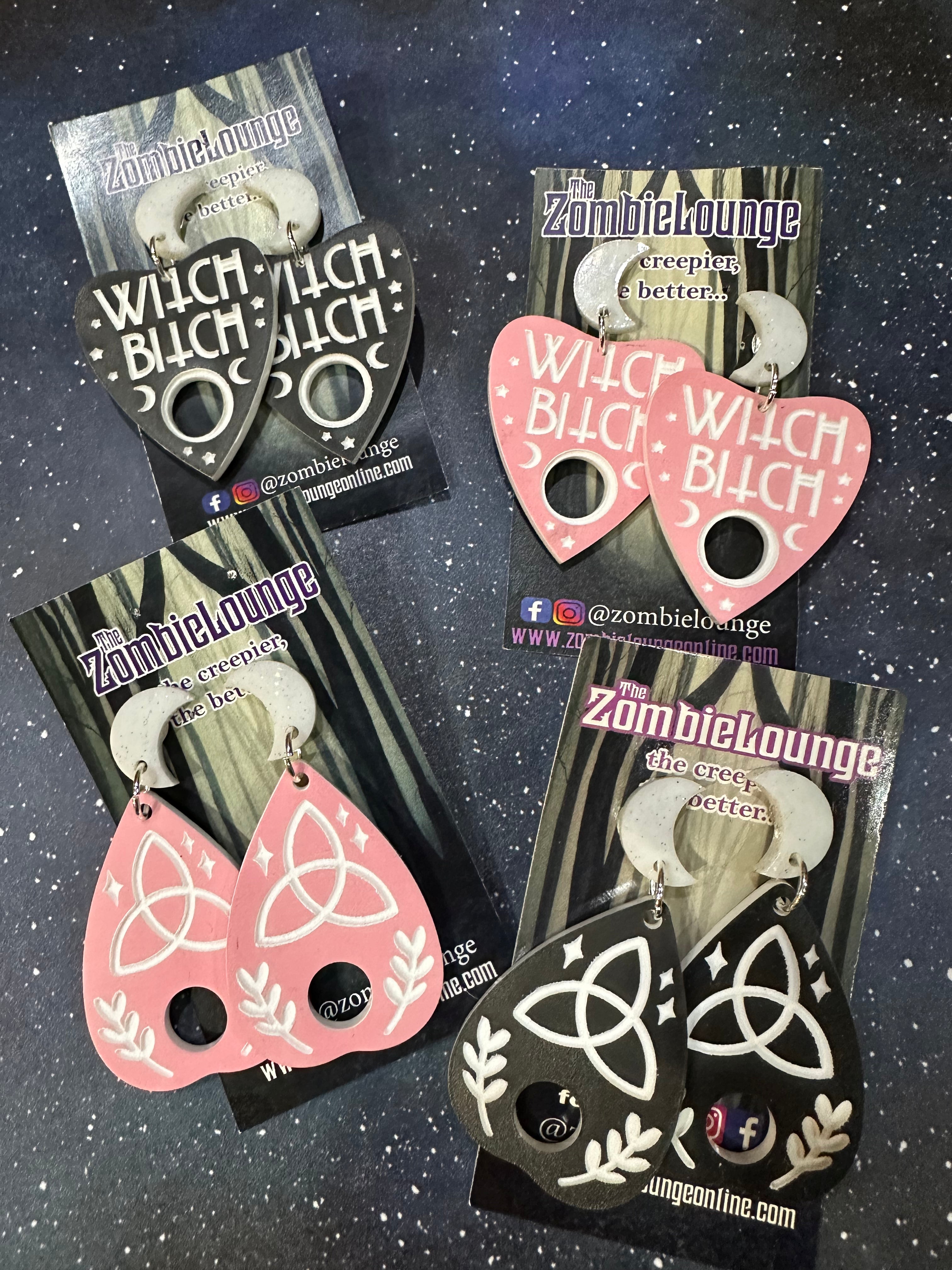 Witch Planchette Earrings - Gothic Ouija Board Jewelry for Women, Halloween & Witchy Aesthetic Accessories | Perfect for Spooky Parties, Witchcraft & Boho Fashion