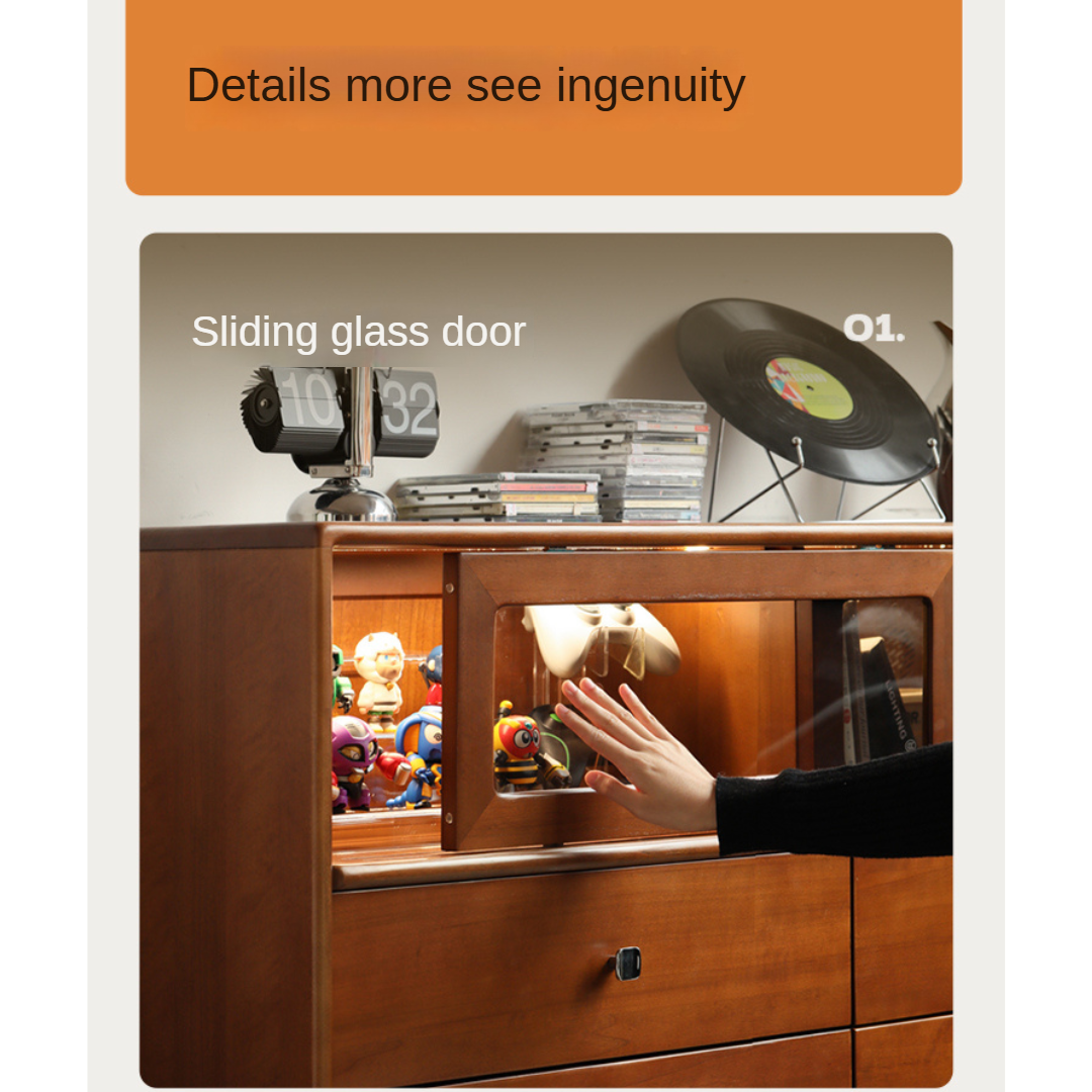 Bauhaus Style Poplar Solid Wood Cabinet with Storage Drawers - Perfect for Living Room, Bedroom & Office Organization