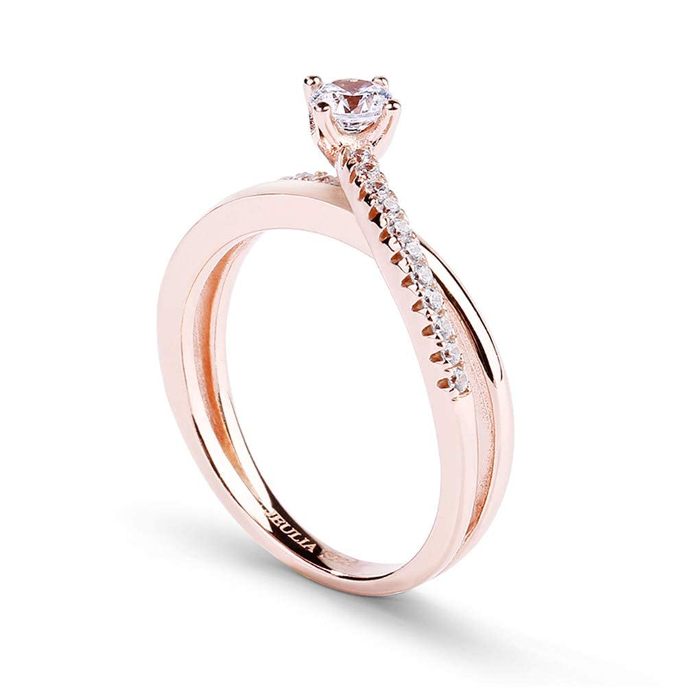 14K Gold Plated Rose Gold X Rings for Women - Sterling Silver Cubic Zirconia Eternity Rings, Wedding Engagement Anniversary Promise Rings & Bridal Sets - Perfect for Proposals, Vow Renewals & Special Occasions