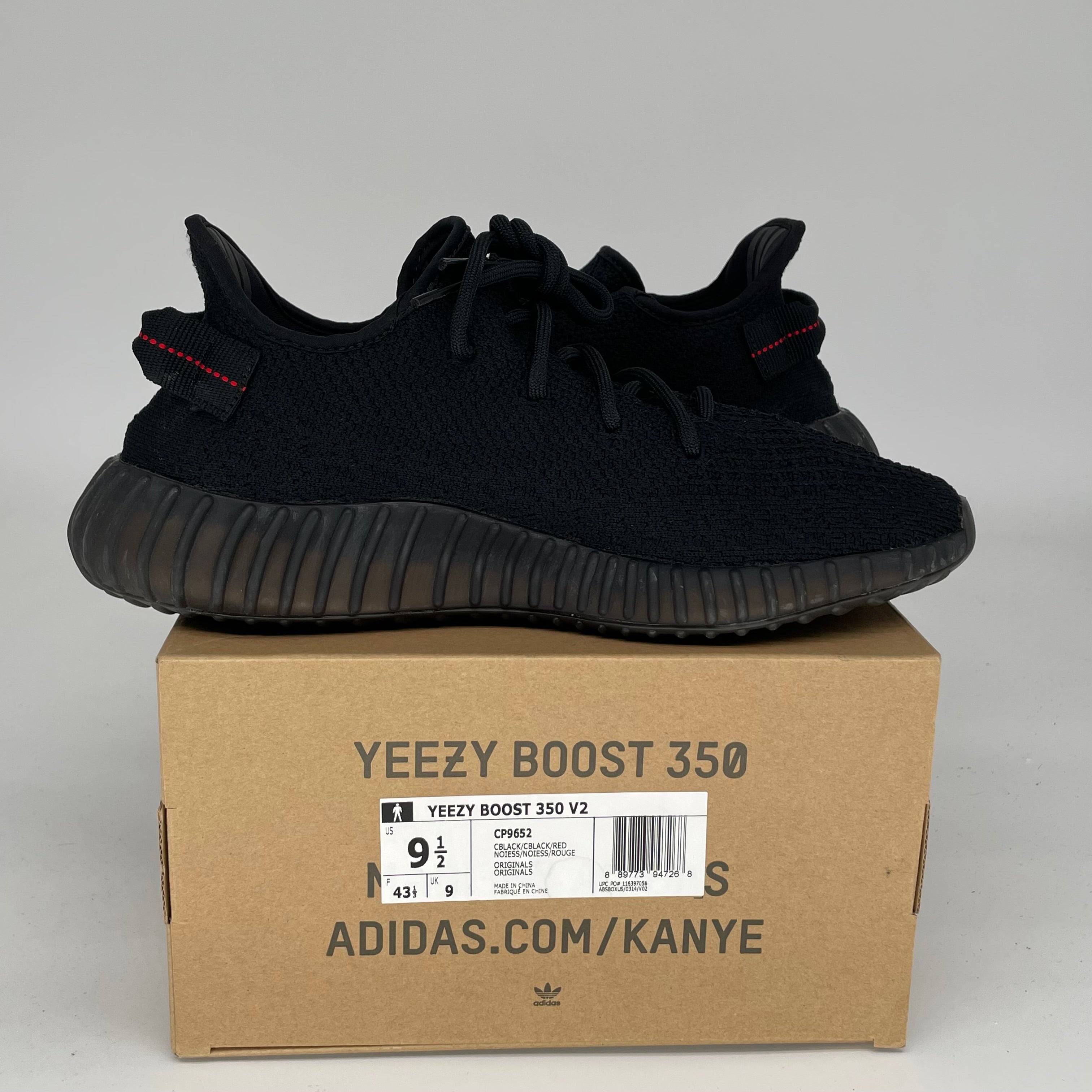 Adidas Yeezy Boost 350 V2 Bred Black/Red - Men's Size 9.5 CP9652 | Stylish Sneakers for Running, Gym & Streetwear Fashion