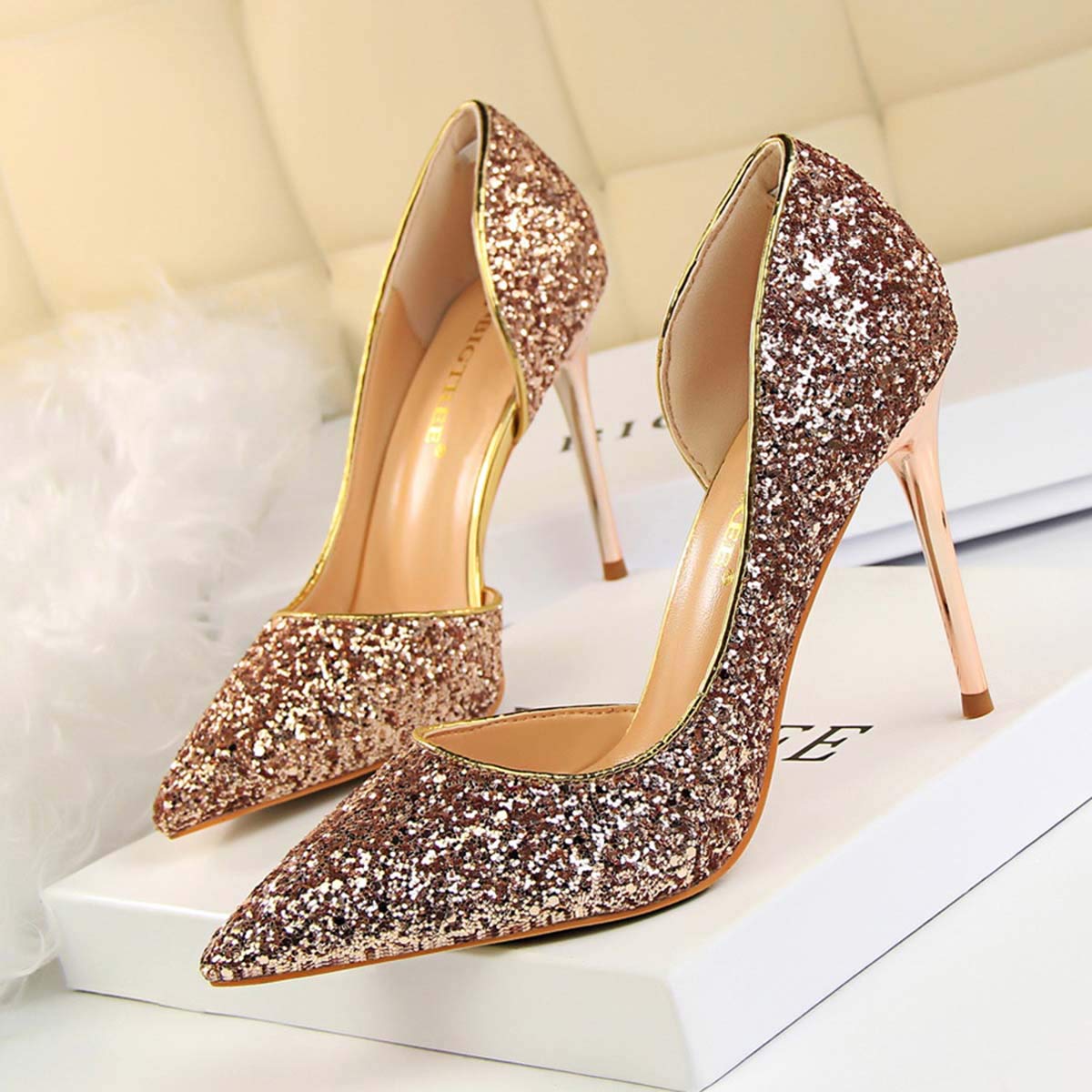 JOEupin Women's Stiletto High Heel Pumps - Sexy Pointed Toe Dress Shoes for Wedding, Party & Evening Wear | Comfortable Semi-Open Design for Women's Formal Occasions