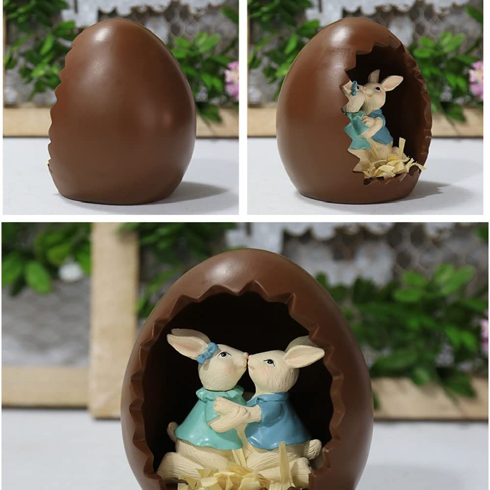 Easter Bunny Chocolate Eggshell Ornament - Handmade Resin Rabbit Tabletop Decor for Easter, Spring, and Home Decoration | Perfect for Easter Gifts, Party Favors, and Holiday Decor
