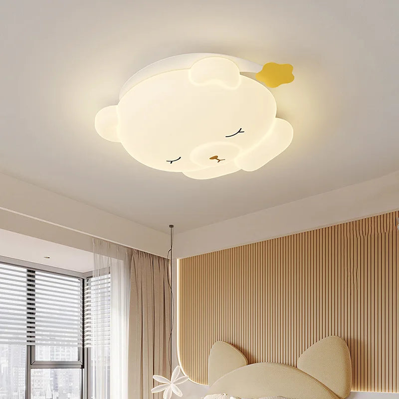 Bear Sleeping in Moon LED Ceiling Light - Cute Night Light for Kids Bedroom & Nursery - Perfect for Bedtime Stories & Relaxing Ambience