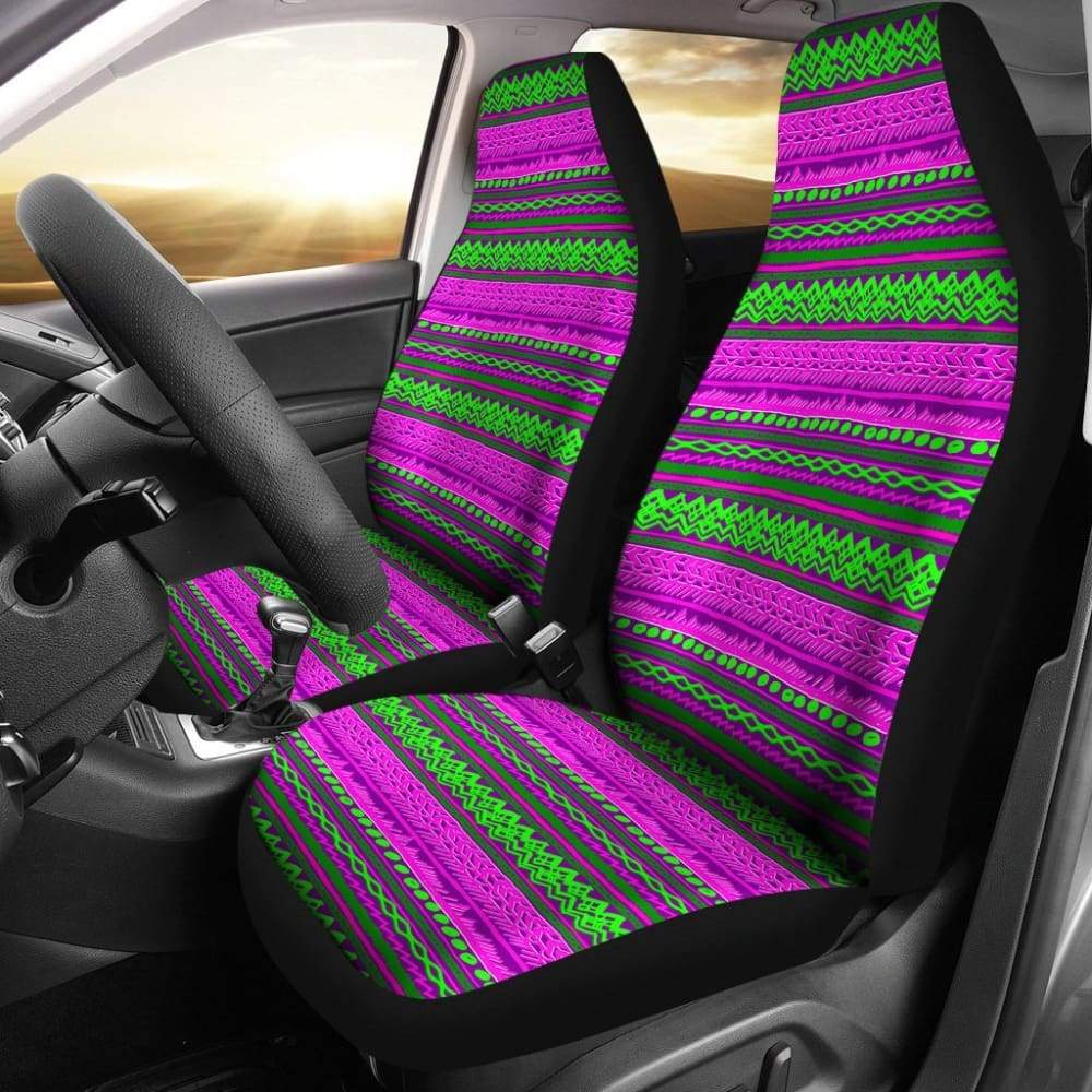 Aztec Watermelon Pink & Lime Abstract Car Seat Covers - Waterproof & Non-Slip Auto Seat Protectors for Cars, SUVs, Trucks - Boho Chic Interior Decor Upgrade
