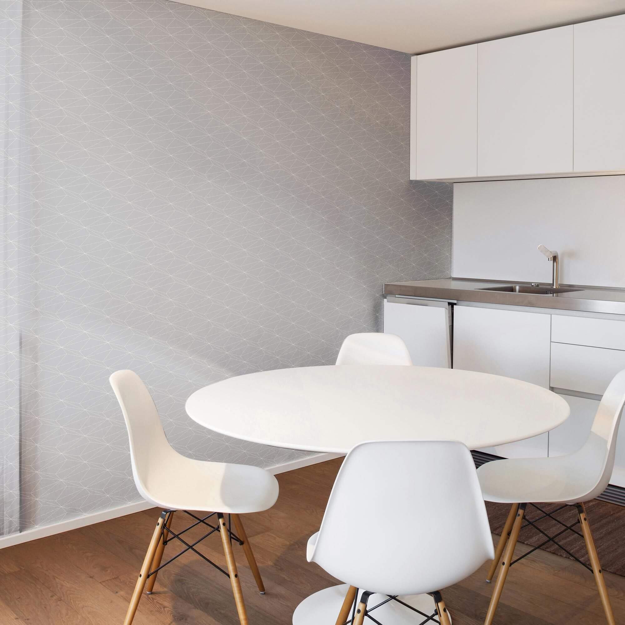 Gray and White Triangles Peel and Stick Removable Wallpaper - Self-Adhesive Geometric Wall Decor for Bedroom, Living Room, Nursery & Office - Easy to Apply & Remove