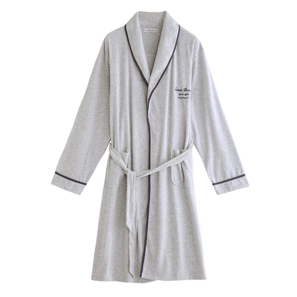 **Unisex Terry Cloth Couple Bathrobes - Grey & White Long Sleeve Dressing Gowns for Men & Women | Soft & Comfortable Spring/Autumn Loungewear | Perfect for Spa, Relaxation & Romantic Getaways (Size: M165(m))**