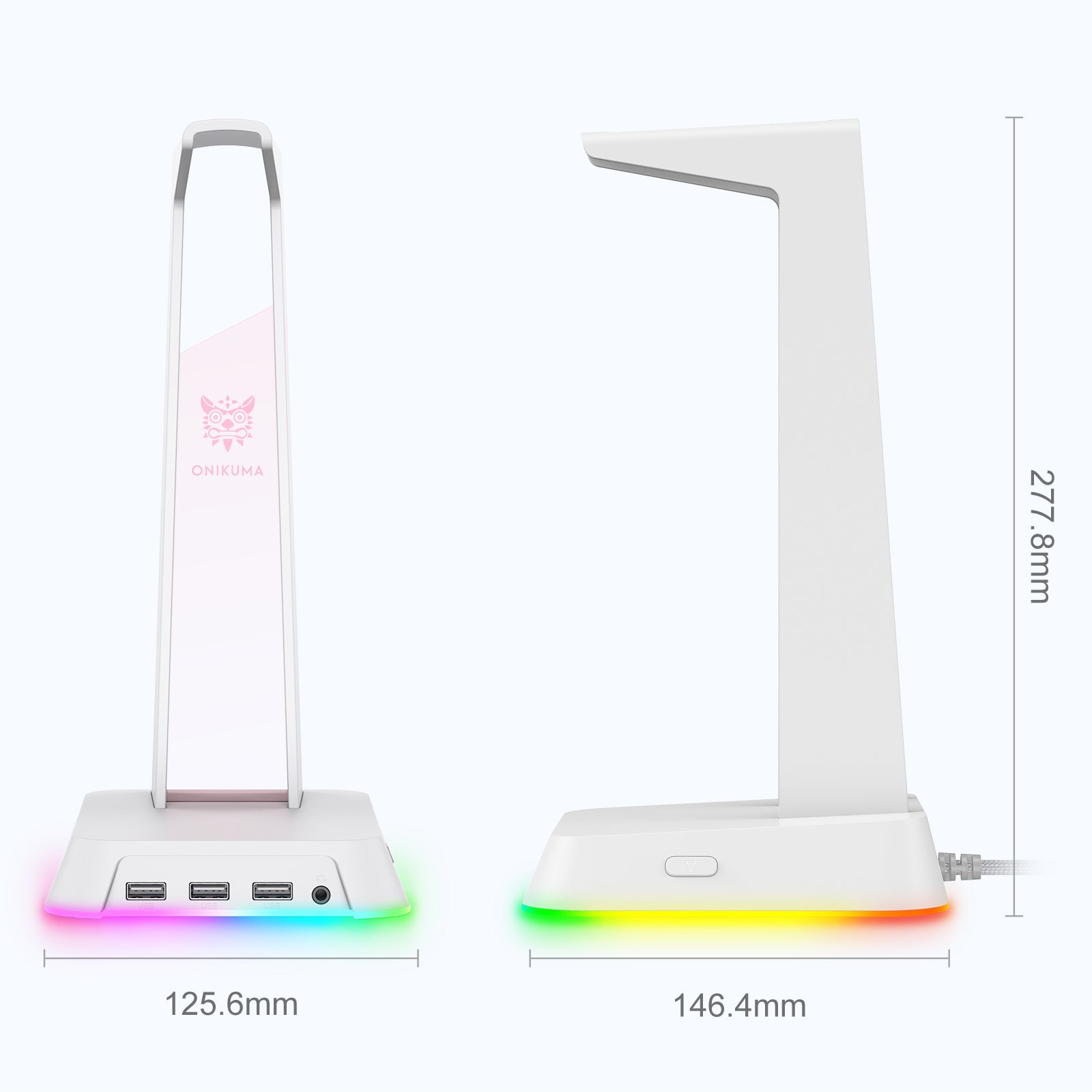 ONIKUMA ST2 RGB Gaming Headphone Stand with 3 USB Ports & 3.5mm AUX Jack - Perfect for PC Gaming Setup, Streaming Studio & Office Workspace