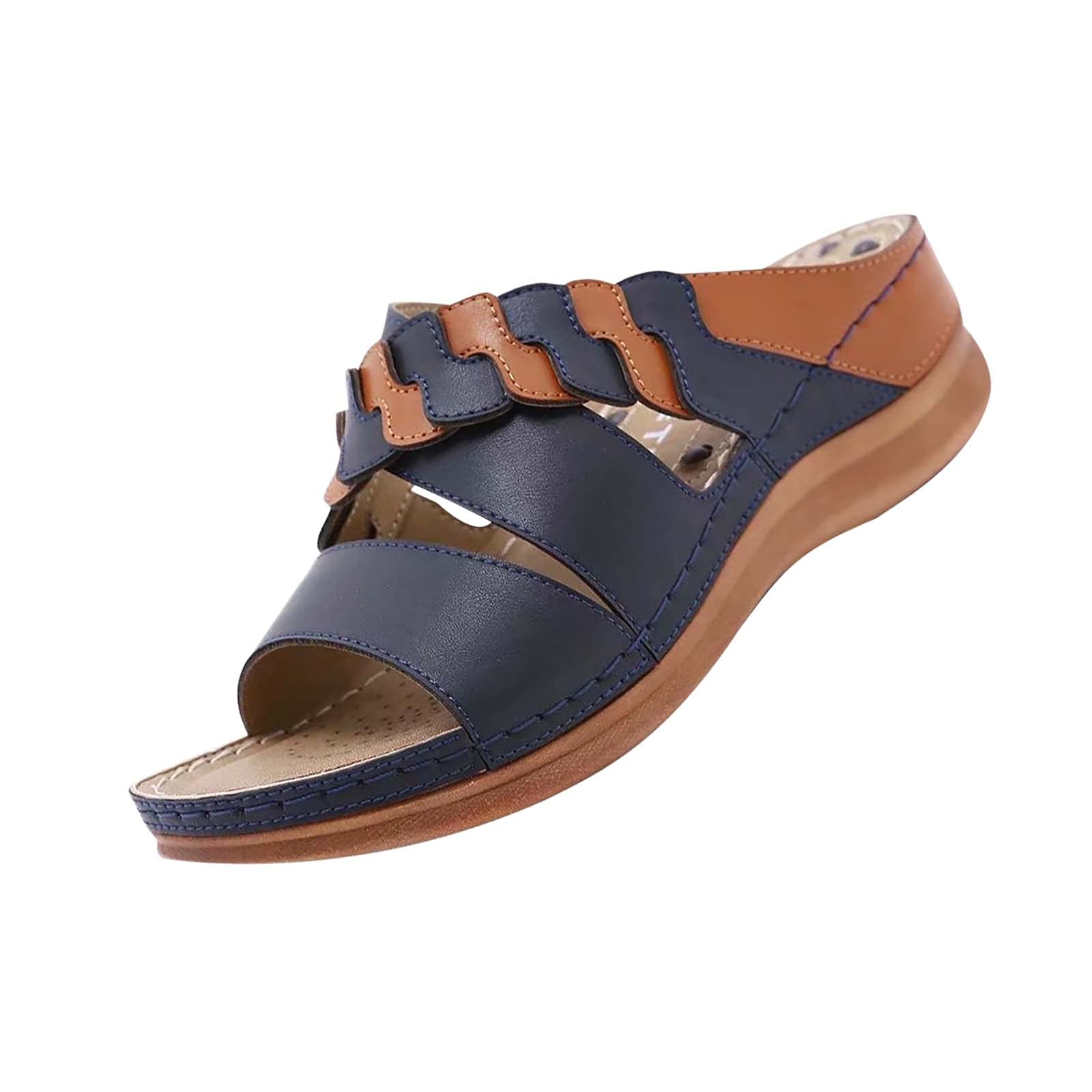 Women's Comfortable Low Wedge Sandals with Arch Support - Concealed Orthotic Walking Shoes for Plantar Fasciitis Relief | Perfect for Summer Outfits, Beach Vacations & Daily Comfort Wear
