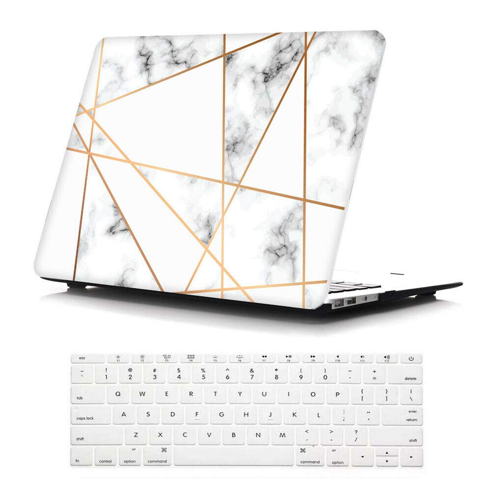 Lykoko Matte Plastic Hard Case Cover with Keyboard Protector for MacBook Air 13 Inch (A1369/A1466) - Grey Marble | Durable Scratch-Resistant Shell for Work, School & Travel