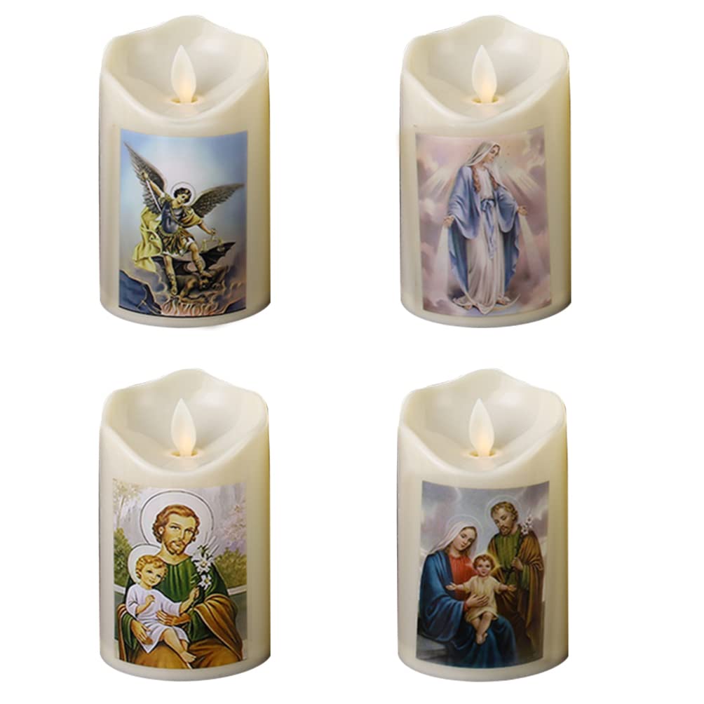 Christian LED Flameless Candles Set - Jesus Electric Tea Lights, Religious Gifts & Church Decor for Home Altar, Prayer Room, and Spiritual Ceremonies