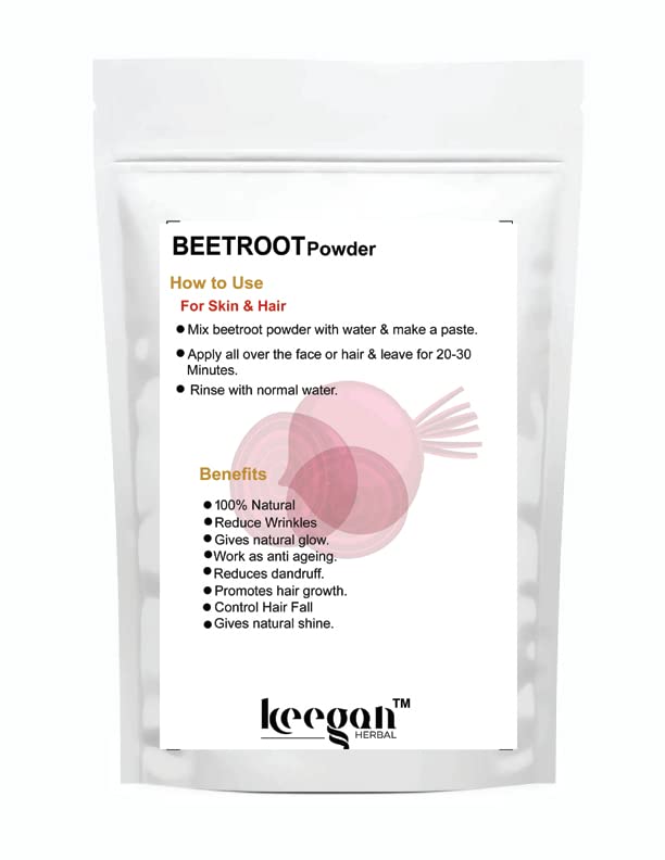 Organic Keegan Beetroot Powder for Skin & Hair Care - 200g Pouch | Natural Skin Brightening, Hair Growth Treatment | Vegan, Gluten-Free Superfood for Smoothies, Face Masks & DIY Beauty