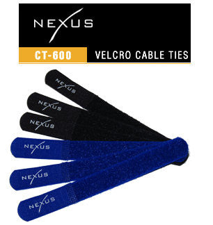 Nexus Self Fastening Velcro Cable Ties - 6 Pack 18CM Reusable Cable Organizers for Home Office, Electronics, and Computer Wires - Perfect for Cable Management and Organization