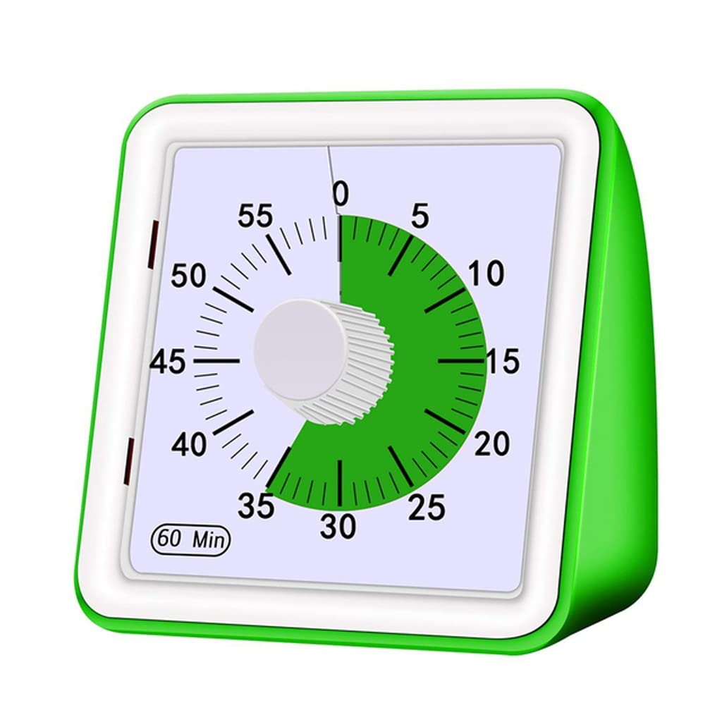 60 Minute Silent Analog Visual Timer - Countdown Clock for Kids, Adults & Classroom - Time Management Tool for Study, Work & Productivity (Green)