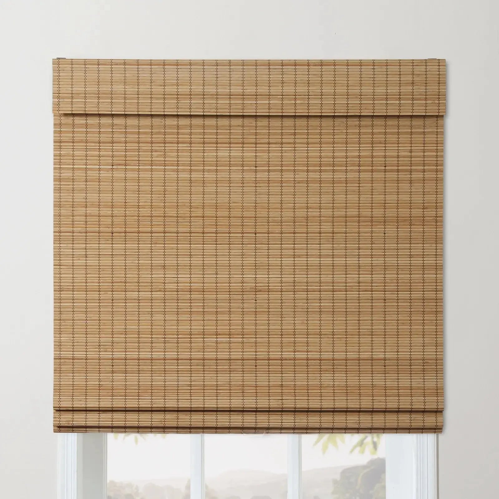 Sybil Bamboo Roman Shade Cord Lift - Natural Wood Window Blinds for Home & Office - Perfect for Living Room, Bedroom, and Kitchen Privacy