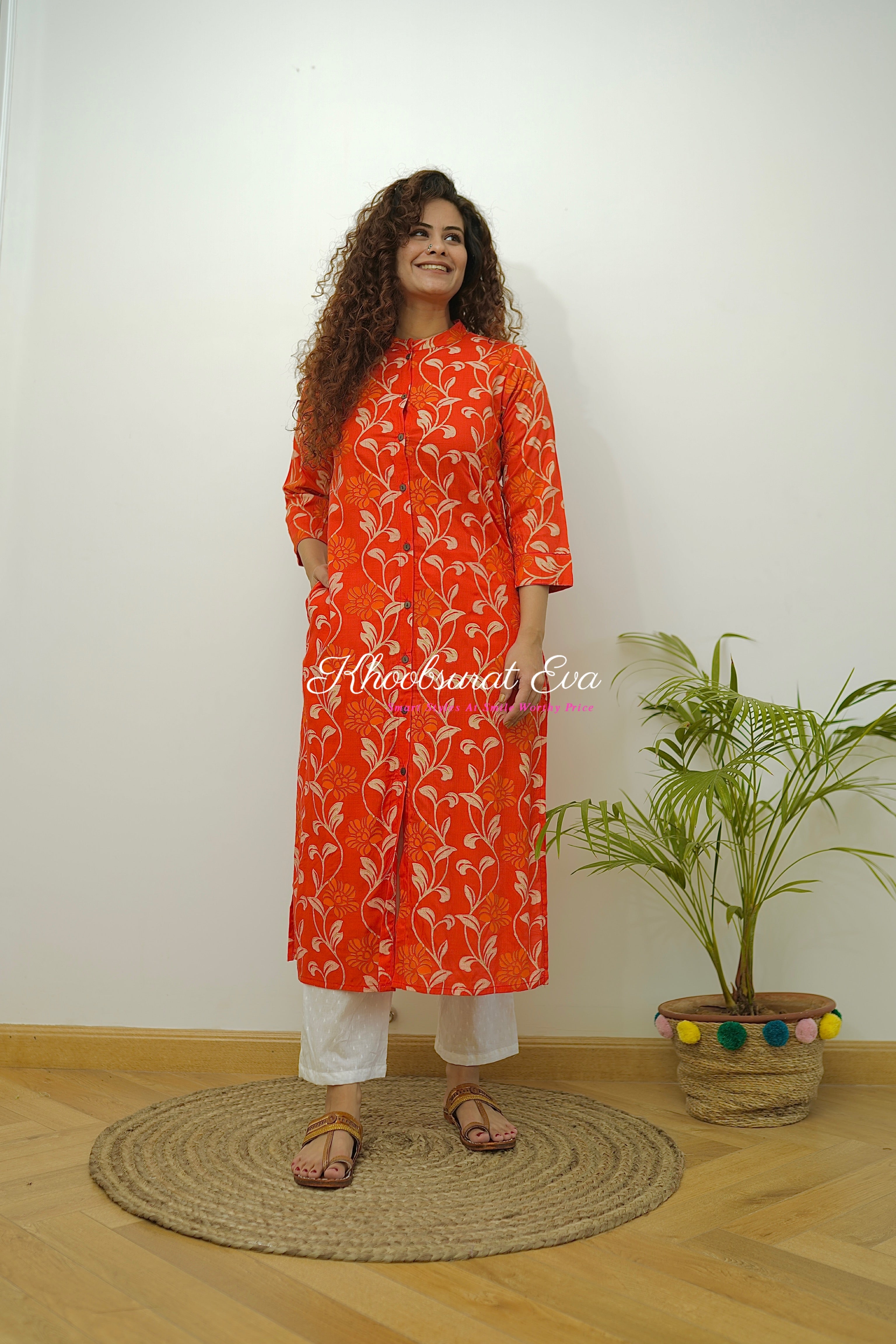 Stylish Red Cotton Printed Straight Kurta for Women | Comfortable & Trendy Indian Ethnic Wear | Perfect for Festivals, Parties & Casual Outings