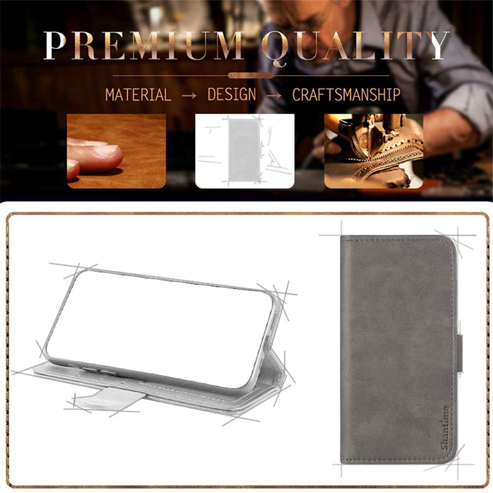 Premium Leather Wallet Case for Vivo Y20/Y20i - Slim Flip Cover with Card Slots & Magnetic Closure | Soft TPU Back | Grey | Perfect for Business & Travel Use