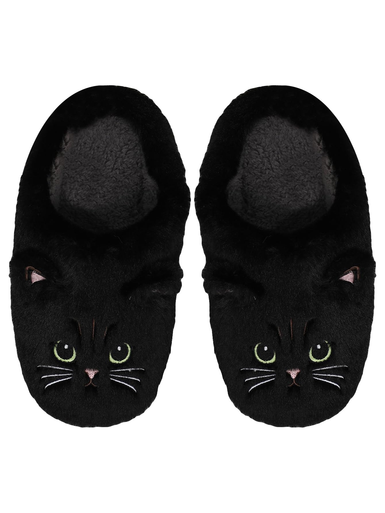 SweatyRocks Women's Embroidered Cartoon Fuzzy House Slippers - Soft Warm Indoor Slippers for Women with Round Toe - Perfect for Home, Lounge & Winter Comfort