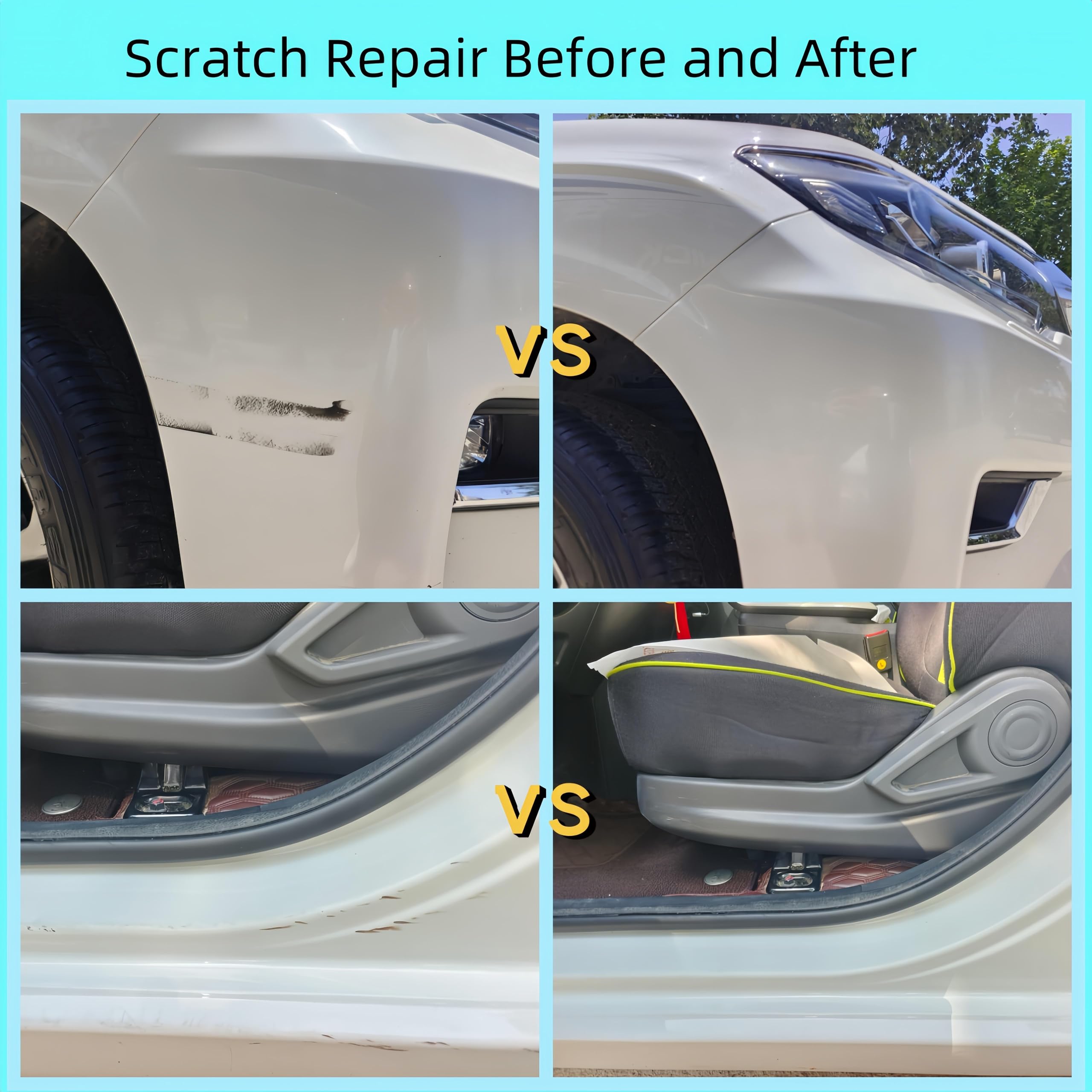 Best Car Scratch Remover for Paint & Scuff Repair - Erases Scratches, Bug Stains & Tough Marks on Car Paint - Perfect for White Vehicles | DIY Auto Detailing & Paint Restoration