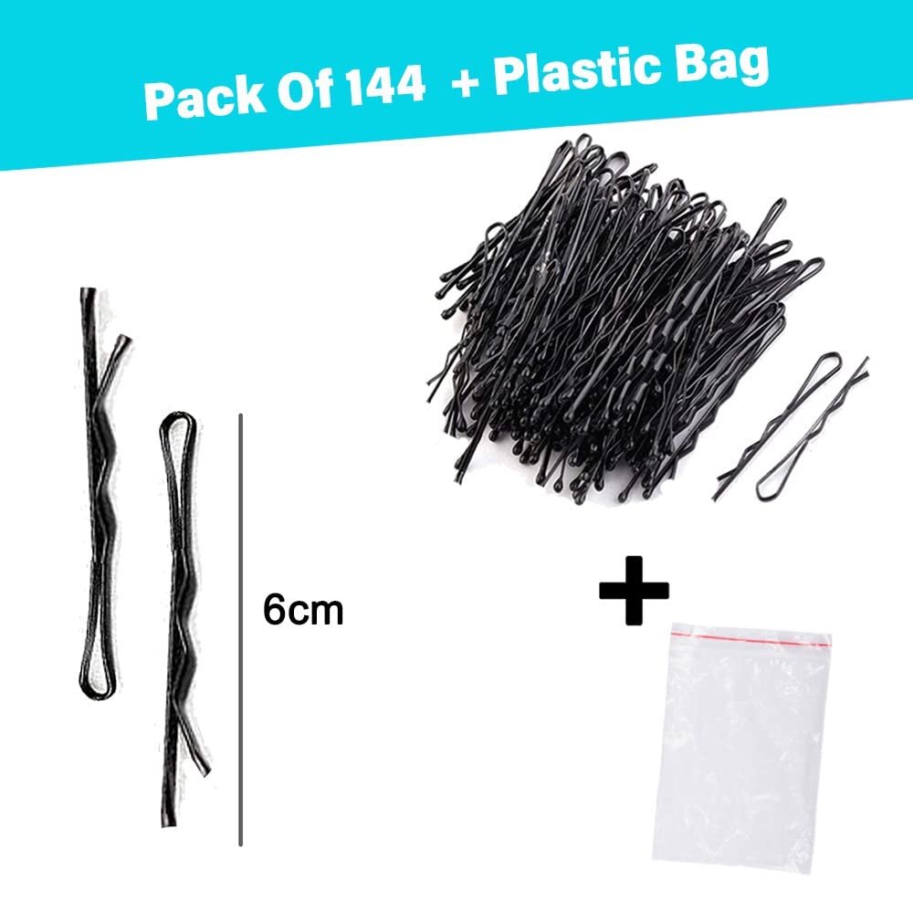 144 Pcs Tandem Bobby Pins for Women & Girls - Black Hair Clips for Hairstyling, Secure Hair Styling Accessories - Perfect for Updos, Braids, Bun Hairstyles & Everyday Use