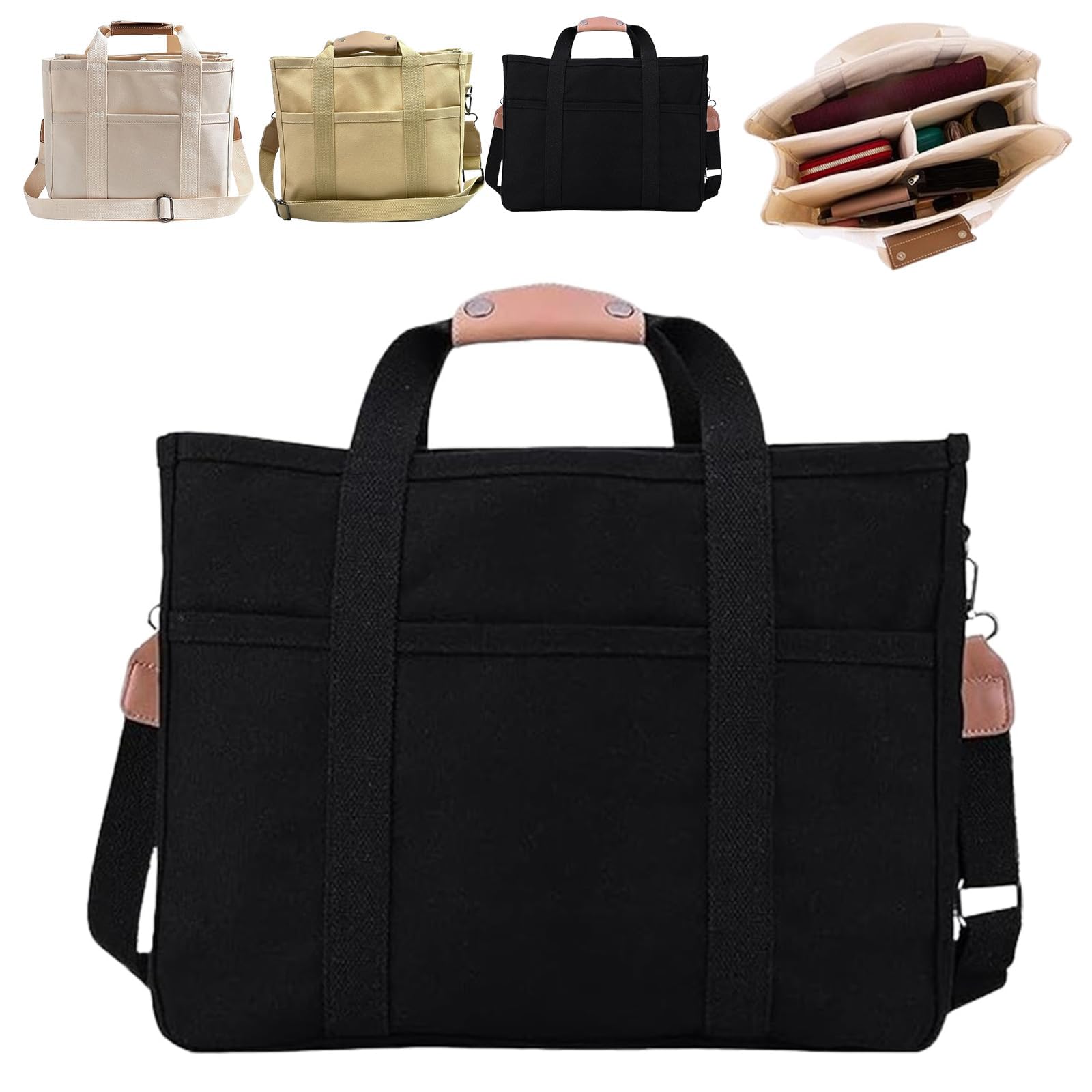 Stylish Canvas Tote Bag with Multiple Compartments - Perfect for Shopping, Travel & Work | Durable Everything Bag for Women & Men