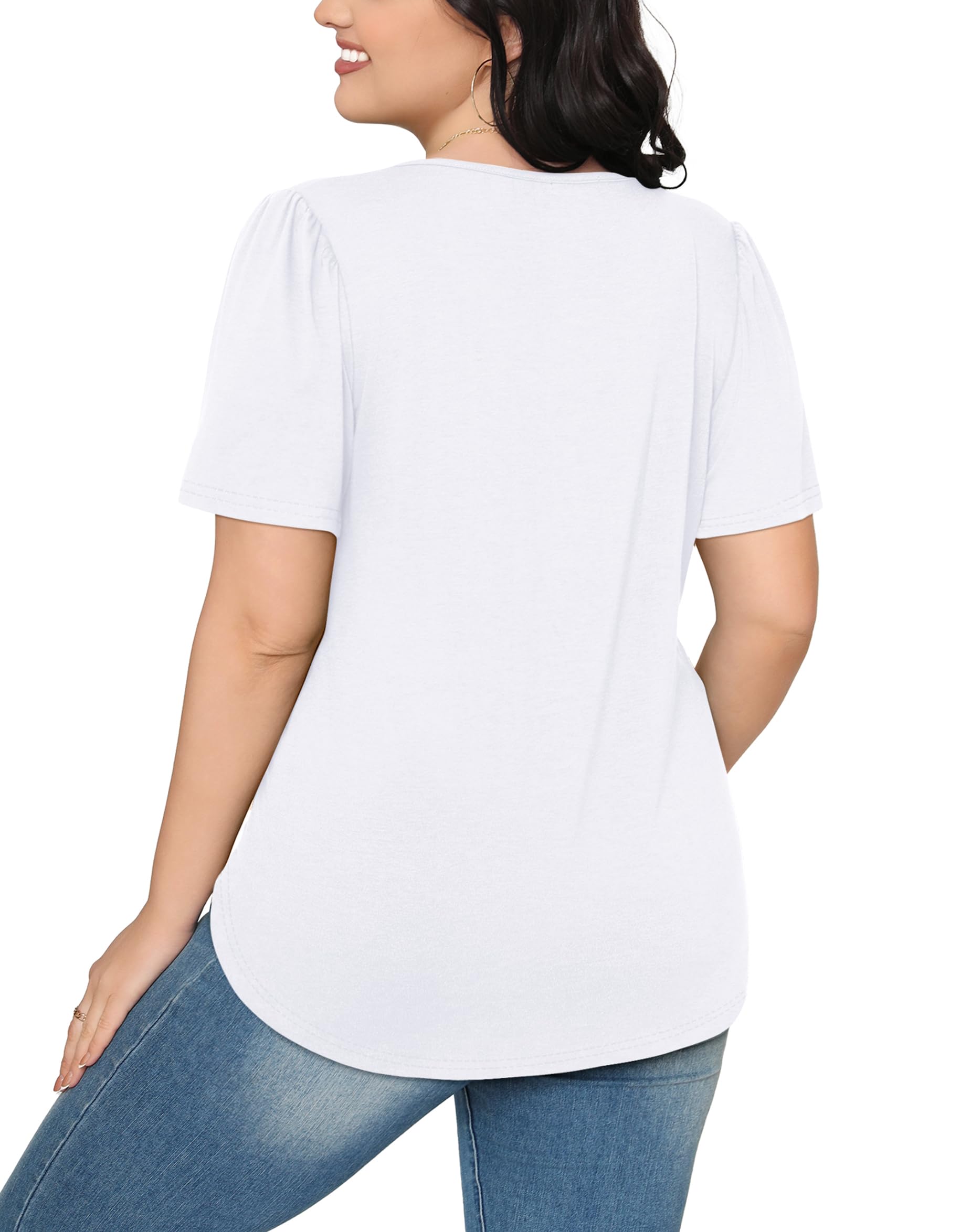 WIHOLL Women's Summer Short Sleeve Pleated Shirt - Casual & Dressy Tops for Office, Date Night & Outdoor Activities