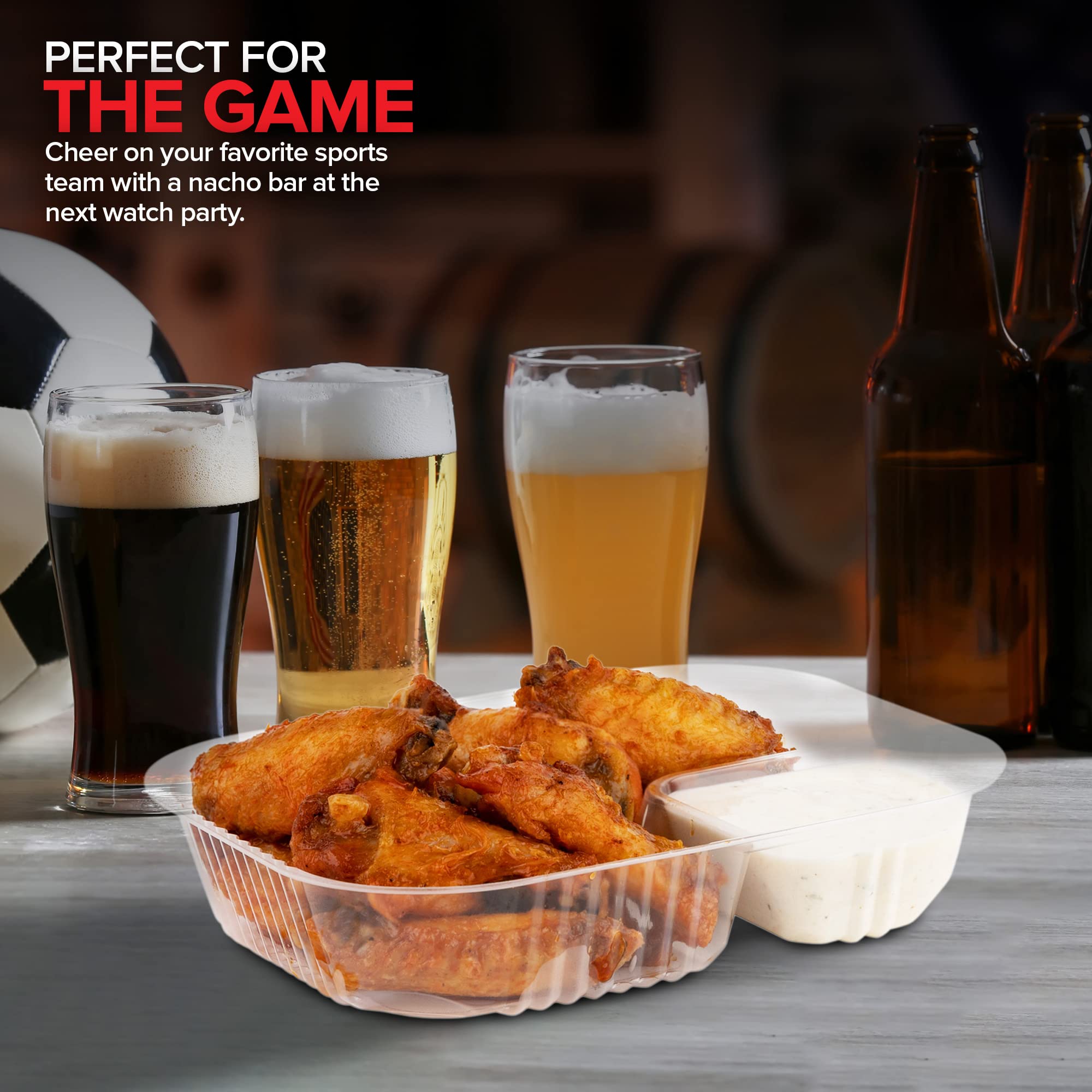 22oz Plastic Nacho Trays (50 Pack) - Large Disposable Serving Trays for Nachos, Cheese Dip & Party Snacks - Perfect for Movie Nights, Carnival Parties, Concession Stands & Food Boats - Durable Snack Containers for Kids & Events