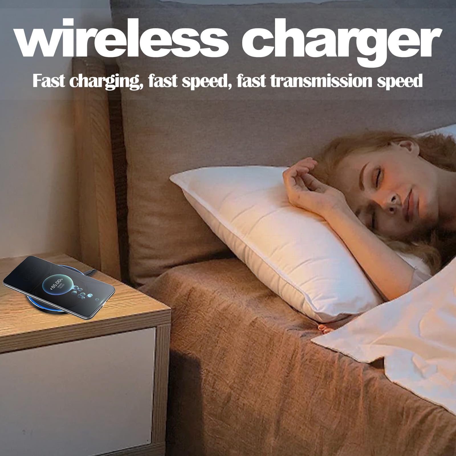 ZUOQIANG 15W Fast Wireless Charger Pad - Compatible with iPhone 14/13/12/11/Pro Max/XR/X/Plus & Samsung Galaxy S23/S22/S21 - Qi Certified Wireless Charging Station for Bedside, Office & Car (Black)