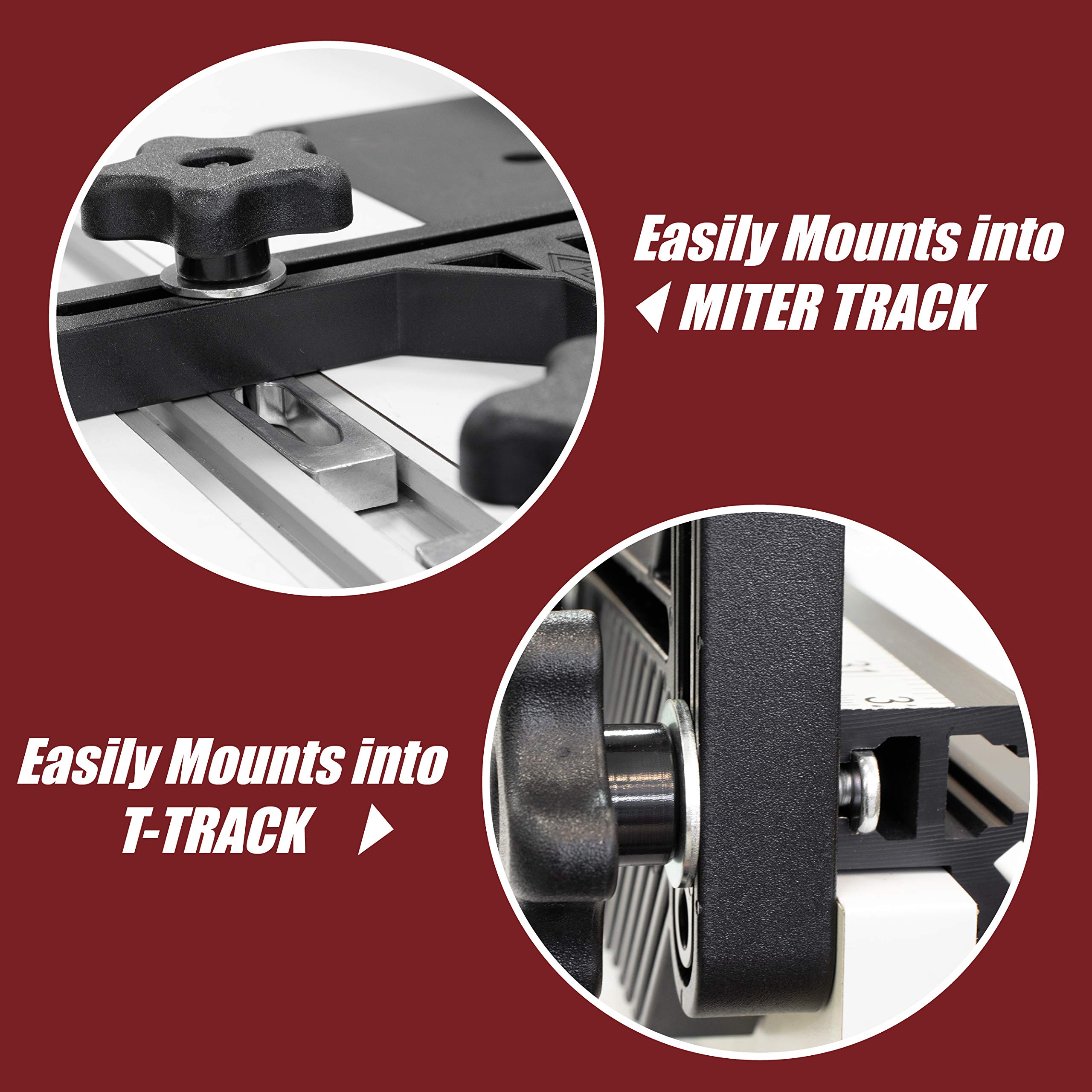 Premium Single Deluxe Featherboard with Aluminum Miter Lock Bar & T-Bolt Hardware - Compatible with Track & Miter Slot Mounting - Perfect for Table Saws, Router Tables, Band Saws - Woodworking & DIY Projects Essential Tool