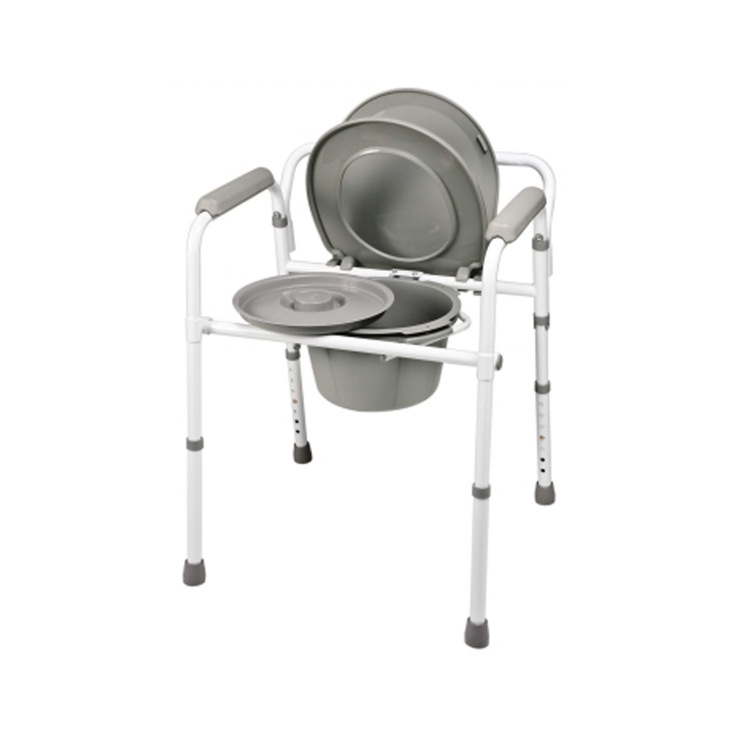 Lumex 3-in-1 Adjustable Height Folding Bedside Commode Chair with Raised Toilet Seat & Safety Rails - Ideal for Elderly Care, Post-Surgery Recovery & Home Healthcare Use