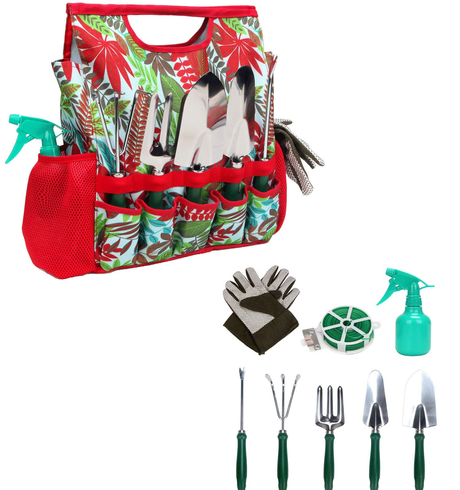 9-Piece Garden Tools Set with Gloves & Tote Bag - Durable Gardening Hand Tools Kit for Planting, Weeding, Pruning - Perfect for Home Garden, Yard Work, and Outdoor Landscaping