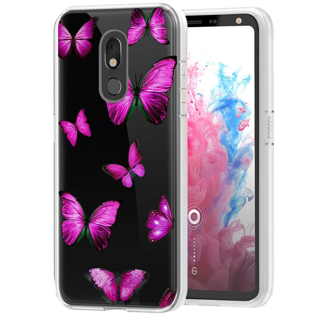 LG Stylo 5/5V/5X/5 Plus Case - Cute Butterfly Clear Slim Shockproof TPU Phone Cover for Women & Girls | Protective Soft Flexible Back Case for Everyday Use & School