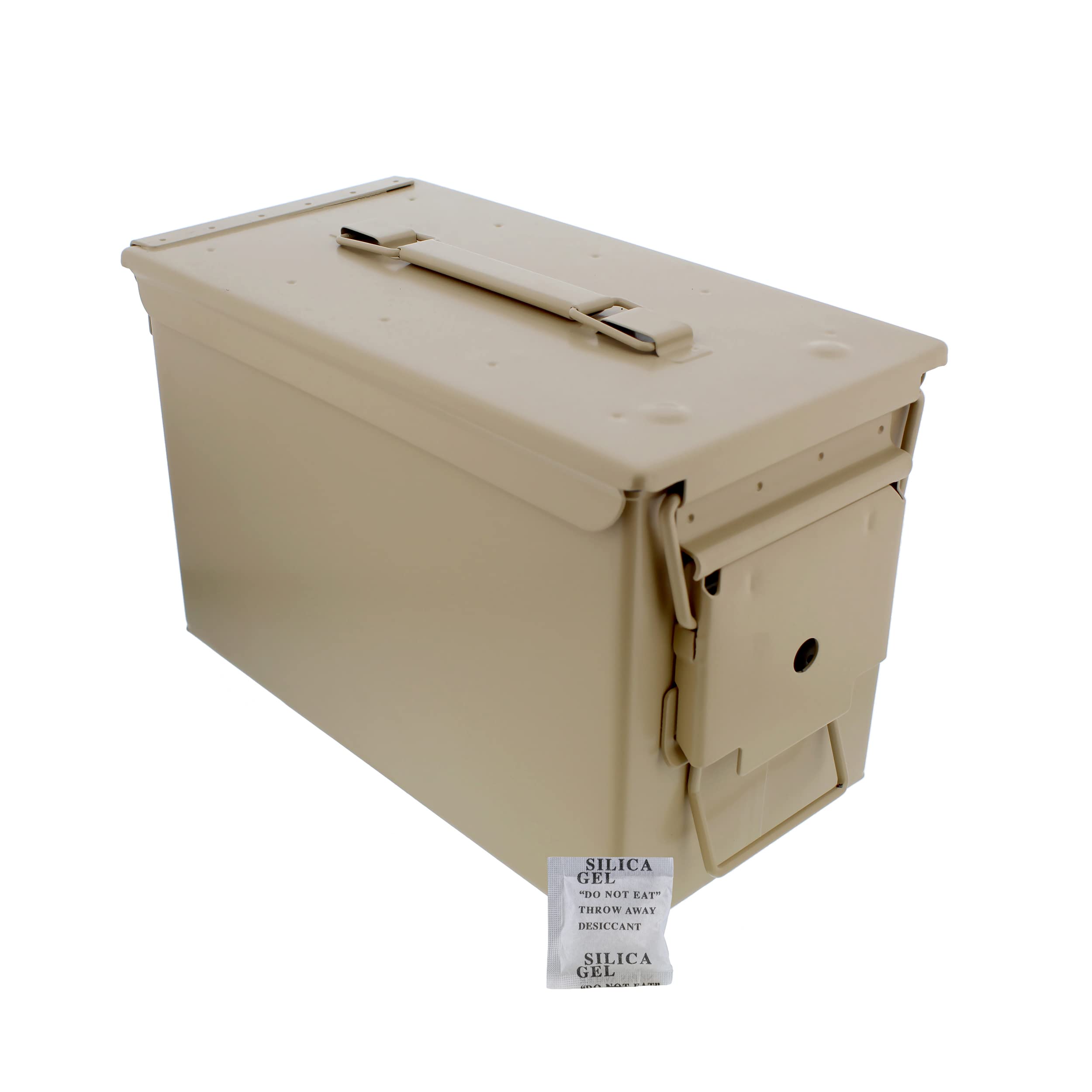 50 Cal Tan Metal Ammo Box 4-Pack - Heavy Duty Ammo Storage Containers with Secure Lids for Military, Hunting & Home Organization - Perfect for Gun Range, Survival Kits & Outdoor Adventures
