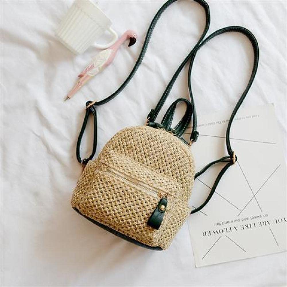 Stylish Woven Straw Backpack for Women - Casual Wicker Beach Bag, Rattan Purse, Travel Tote (17x18x11cm) - Perfect for Summer Outings, Vacations & Boho Fashion