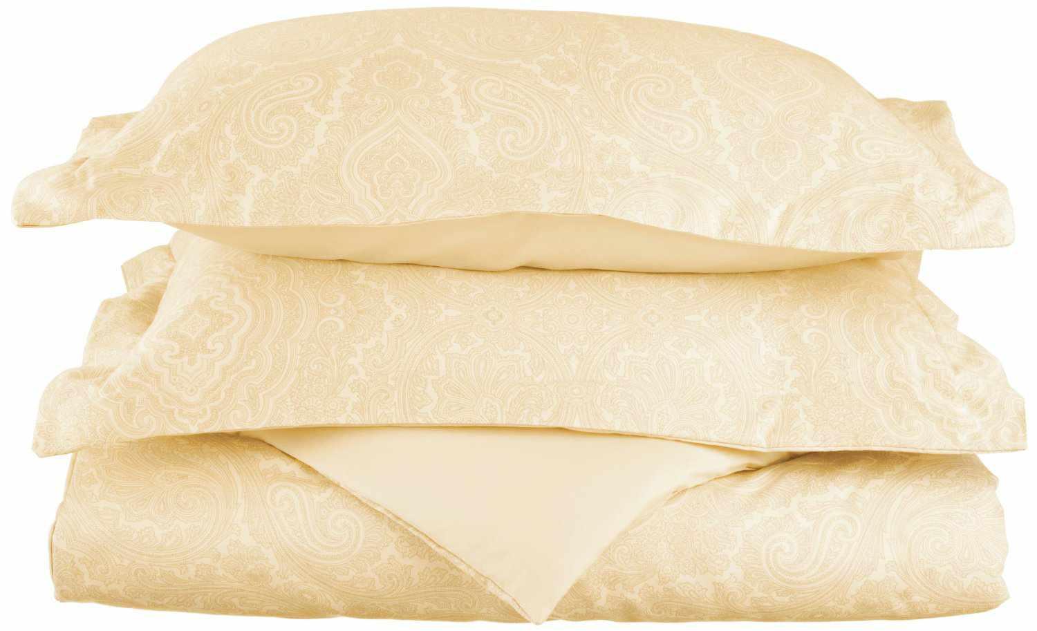 Luxury 600 Thread Count Cotton Blend Italian Paisley Duvet Cover Set - King Size Bedding for Elegant Master Bedroom Decor